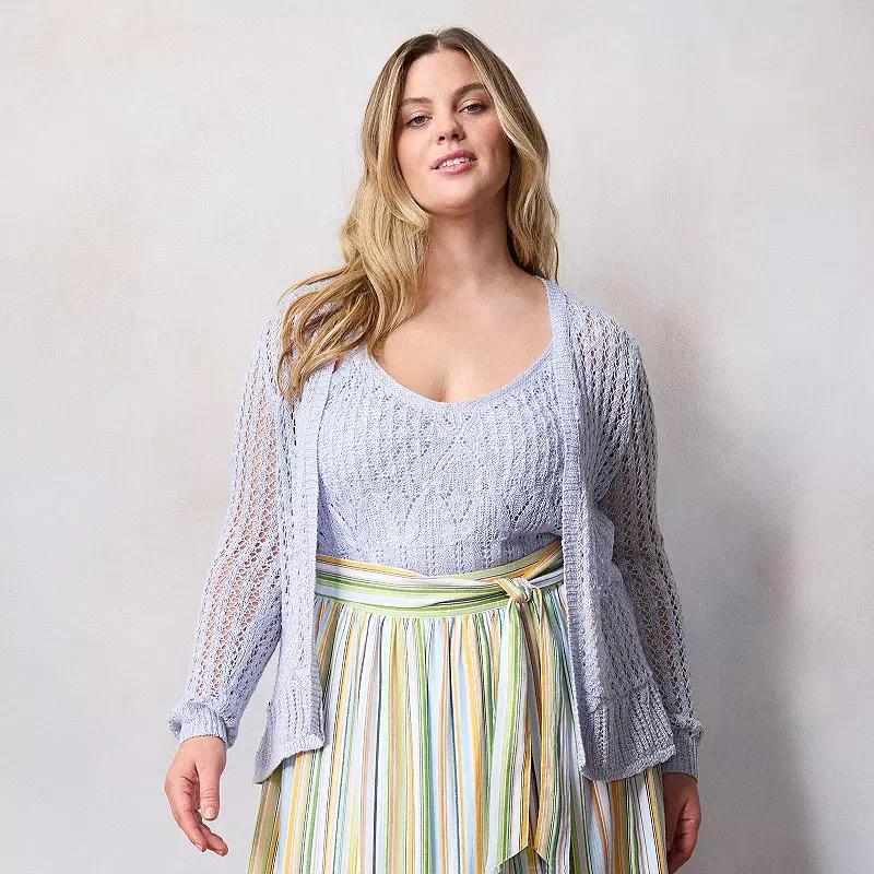 Plus Size LC Lauren Conrad Flounce Cardigan, Women's, Size: 2XL, Fusilli Product Image