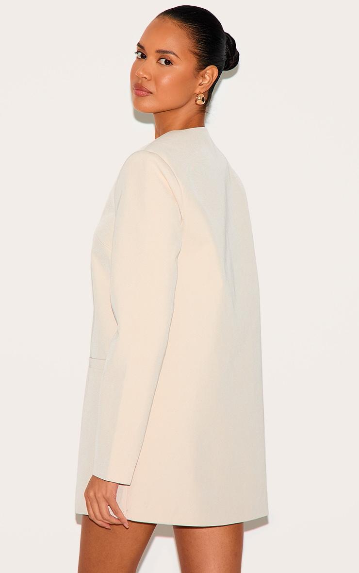 Almond Woven Oversized Crew Neck Blazer Dress Product Image
