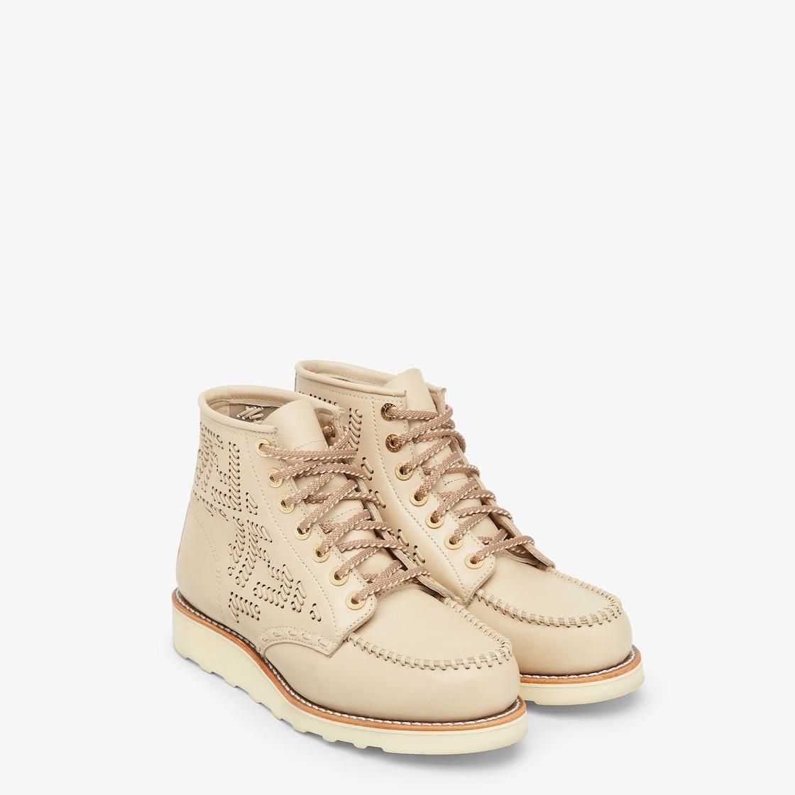 Fendi & Red WingBeige leather booties Product Image