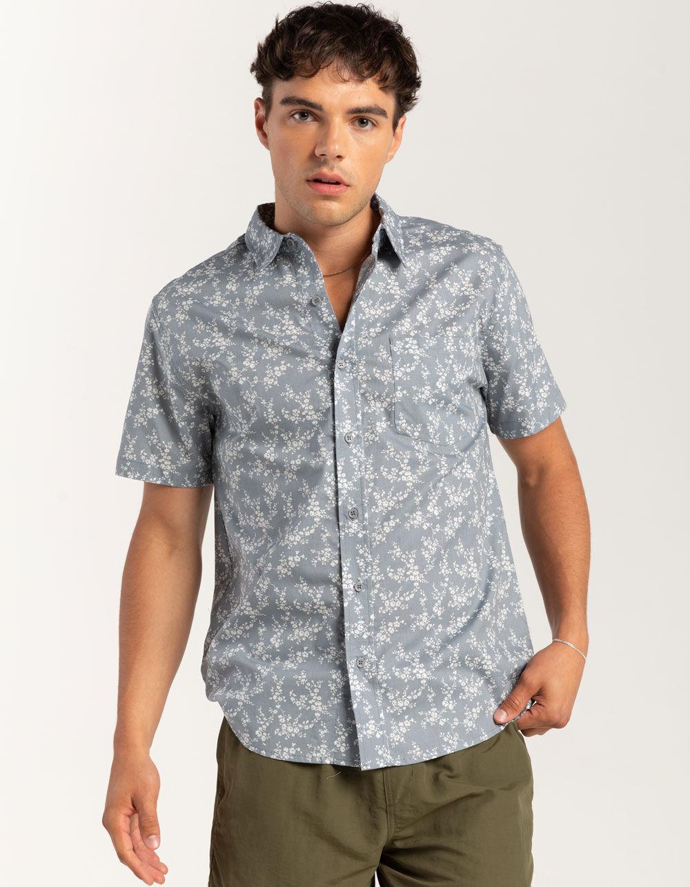 RSQ Mens Ditsy Floral Button Up Shirt - DUSTY BLUE Product Image