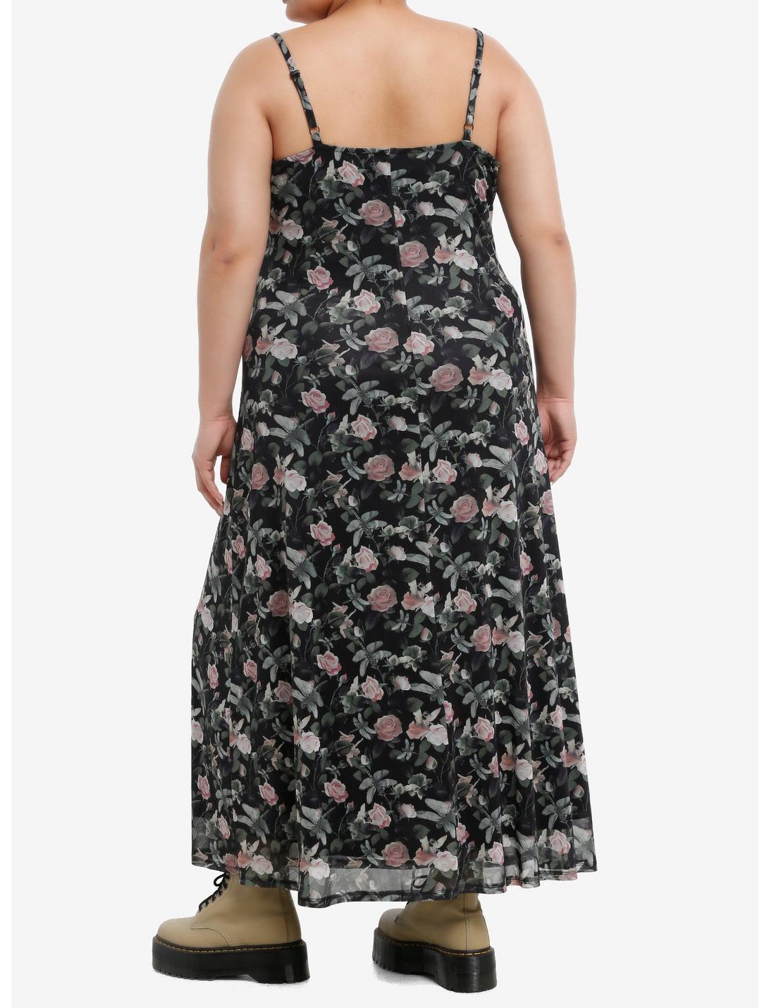 Thorn & Fable Dragonflies & Roses Mesh Maxi Dress Plus Size Product Image