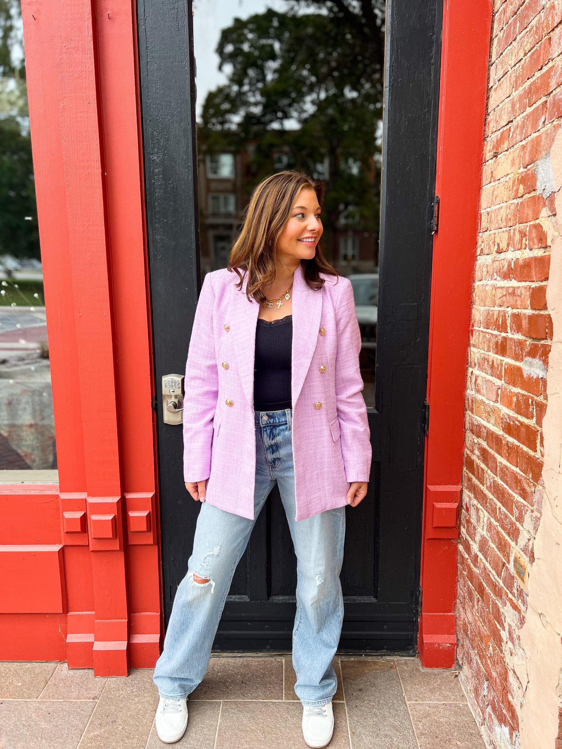 Lavender Tucker Tweed Blazer Product Image