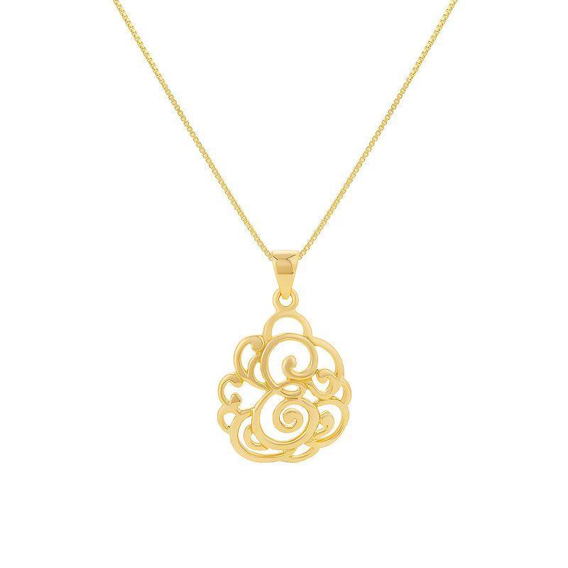 PRIMROSE Sterling Silver Monogram Initial Pendant Necklace, Women's, Size: 18", Gold Tone T Product Image