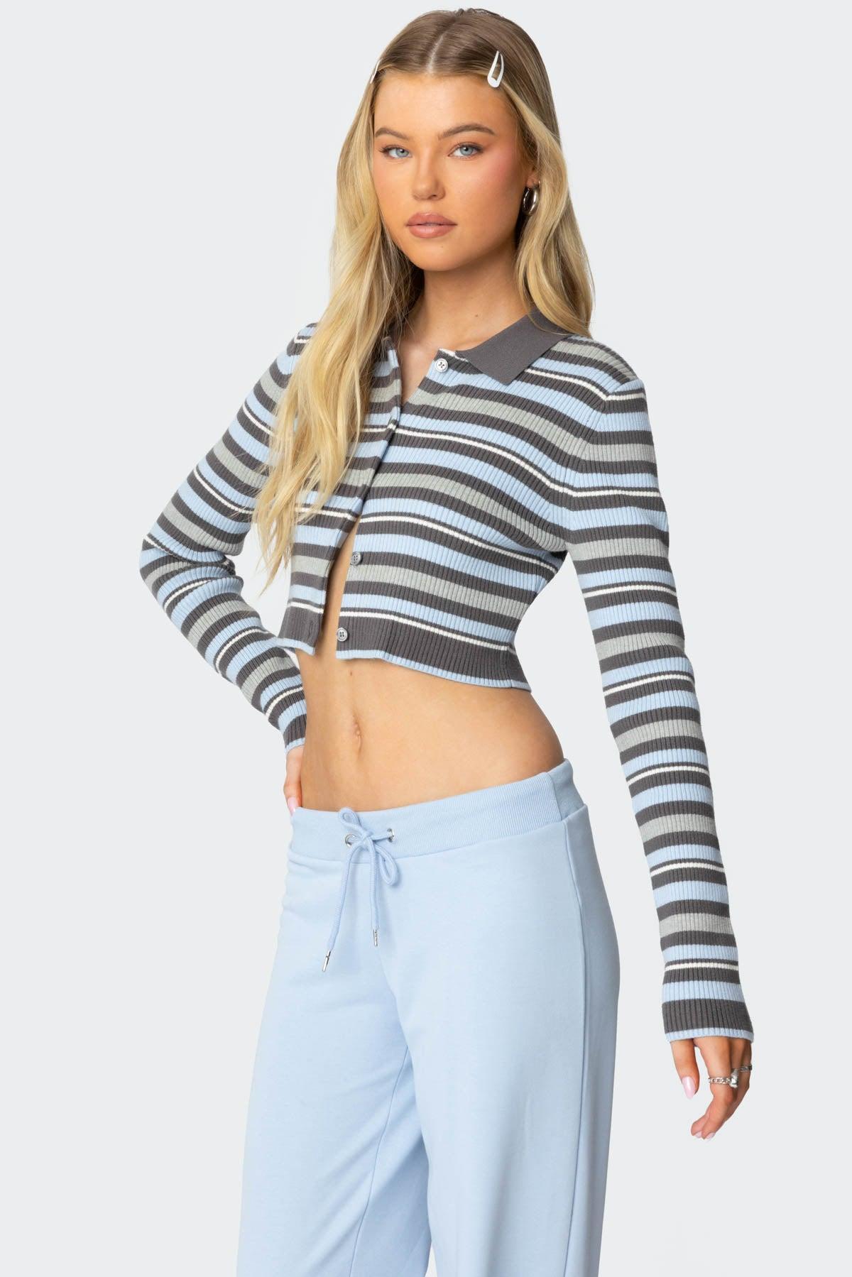 Giulia Stripey Ribbed Knit Top Product Image