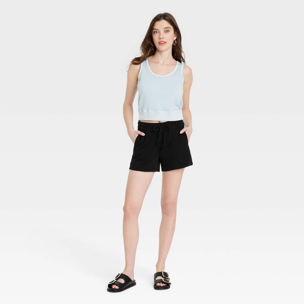 Women's Leisure Studio Mid-Rise Pull-On Shorts - Universal Thread™ Black XS: Cotton Modal Blend, Adjustable Waistband Product Image