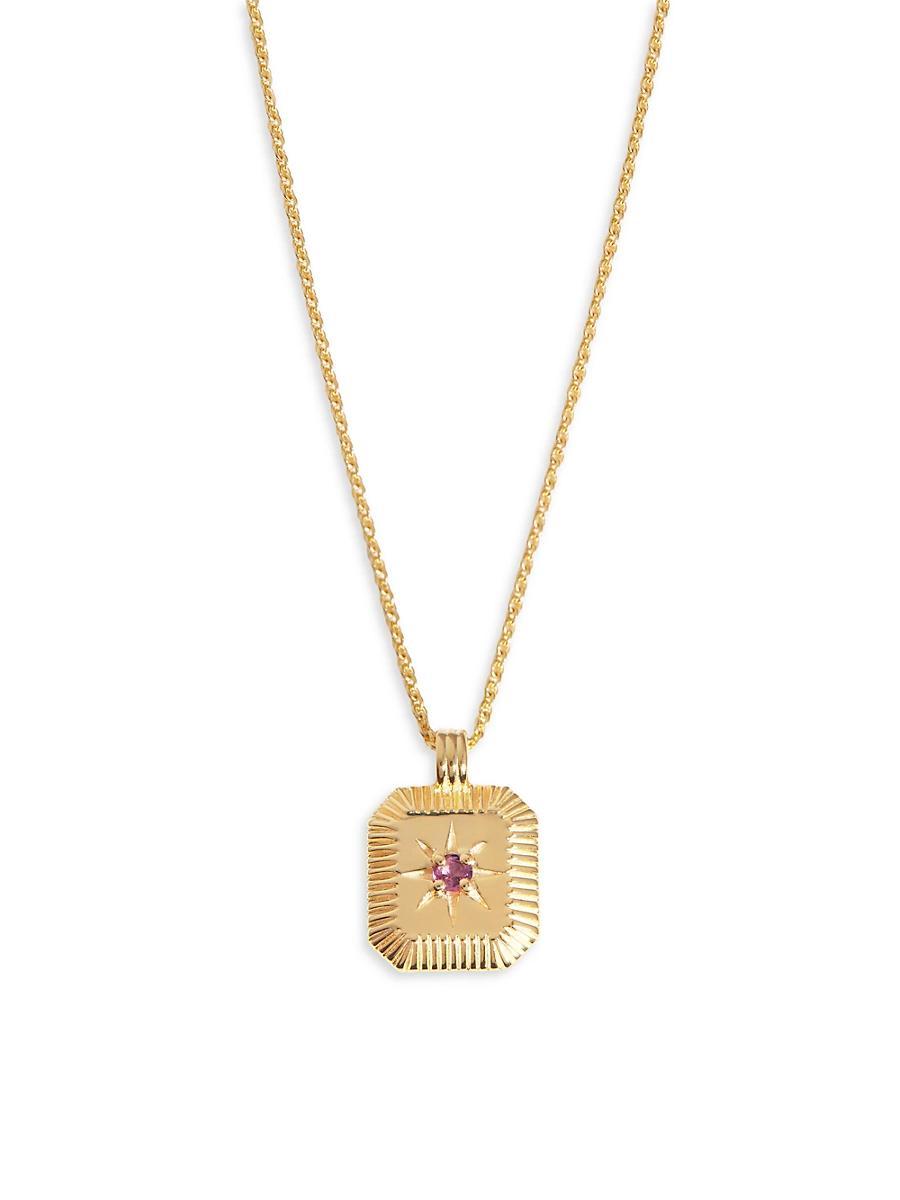 Womens 18K-Yellow-Gold Vermeil & Birthstone Pendant Necklace Product Image