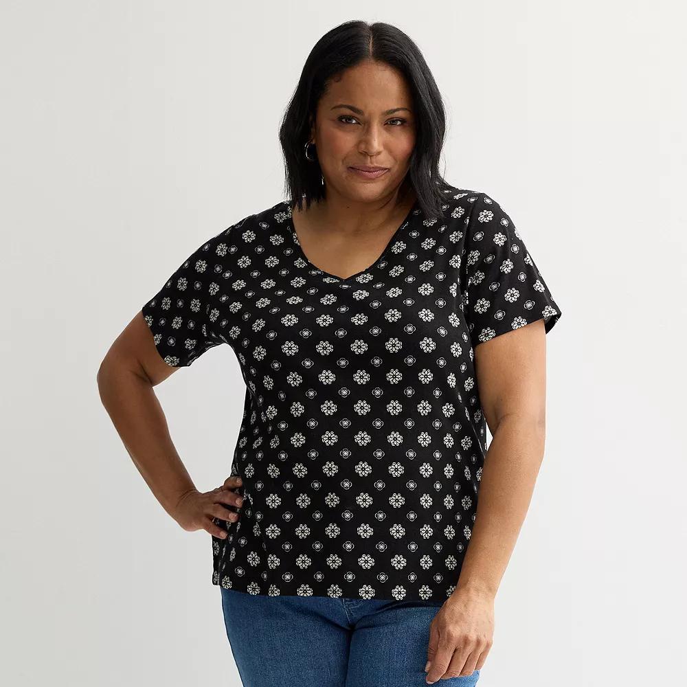 Plus Size Croft & Barrow Essential V-Neck Top, Womens Product Image