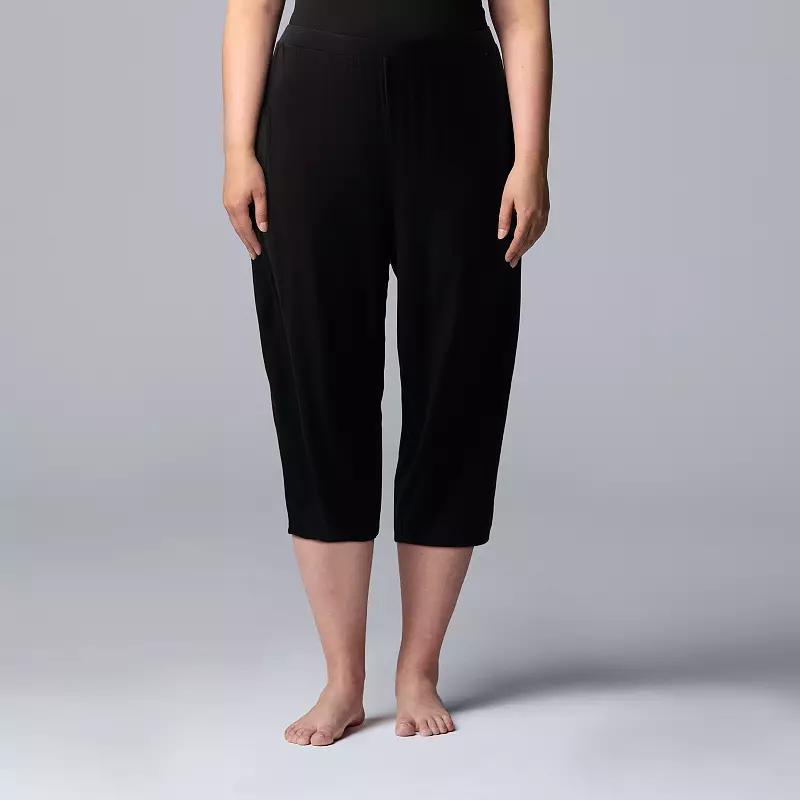 Plus Size Simply Vera Vera Wang Basic Luxury Pajama Capri Pants, Women's, Size: 3XL, Black Product Image