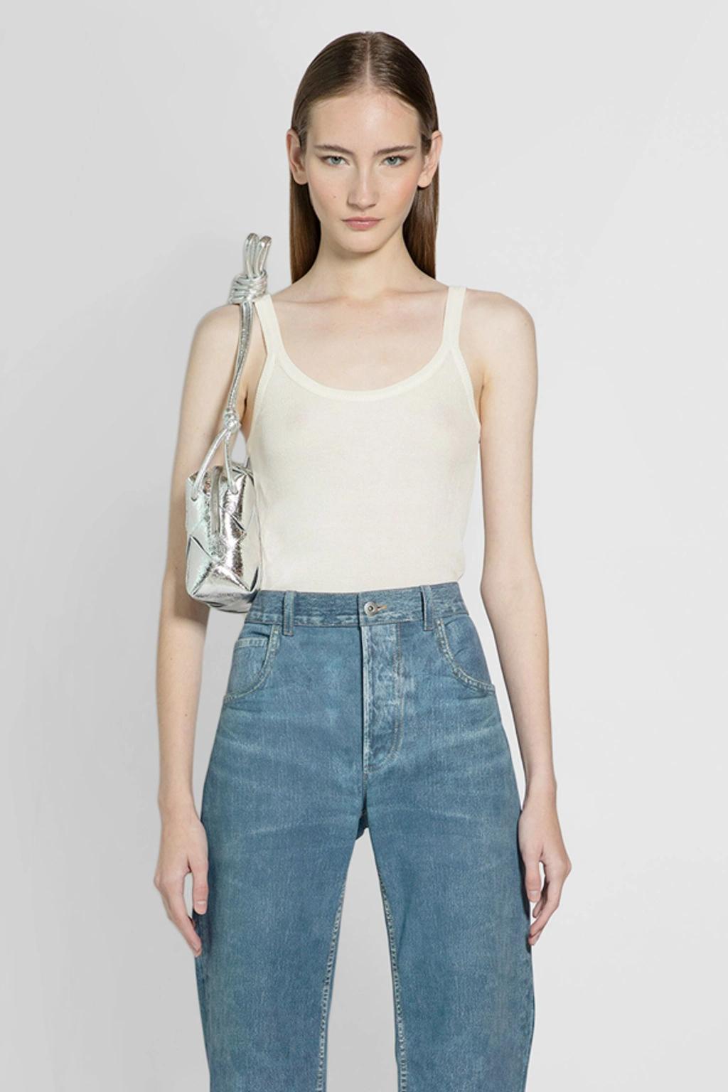 BOTTEGA VENETA Women's Ribbed Scoopneck Tank In Chalk Product Image