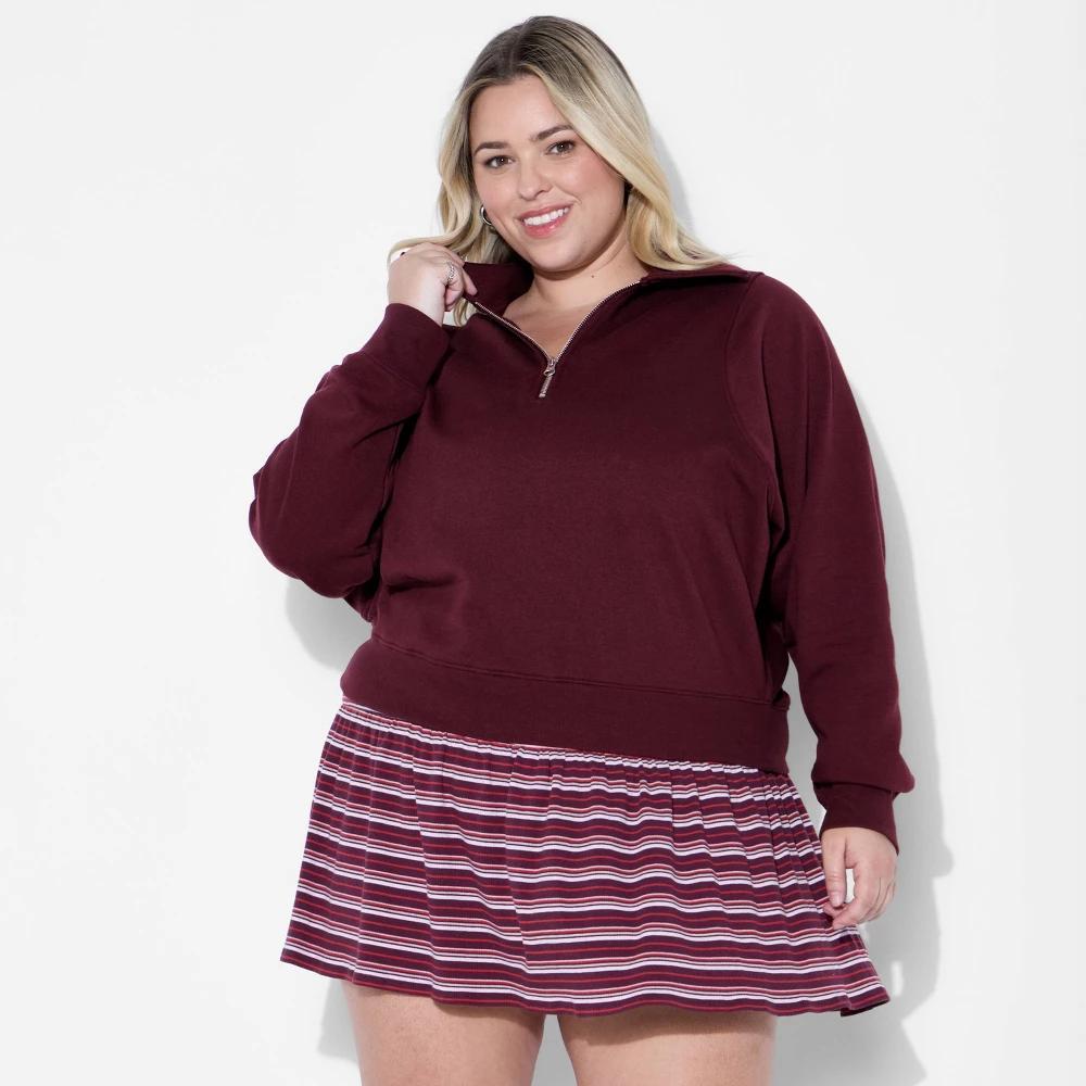 Women's Polo Collar Pullover Sweatshirt - Wild Fable™ Product Image