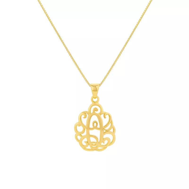PRIMROSE Sterling Silver Monogram Initial Pendant Necklace, Women's, Size: 18", Gold Tone T Product Image
