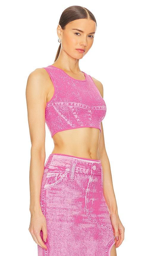 Lillian Denim Print Crop Top PH5 Product Image