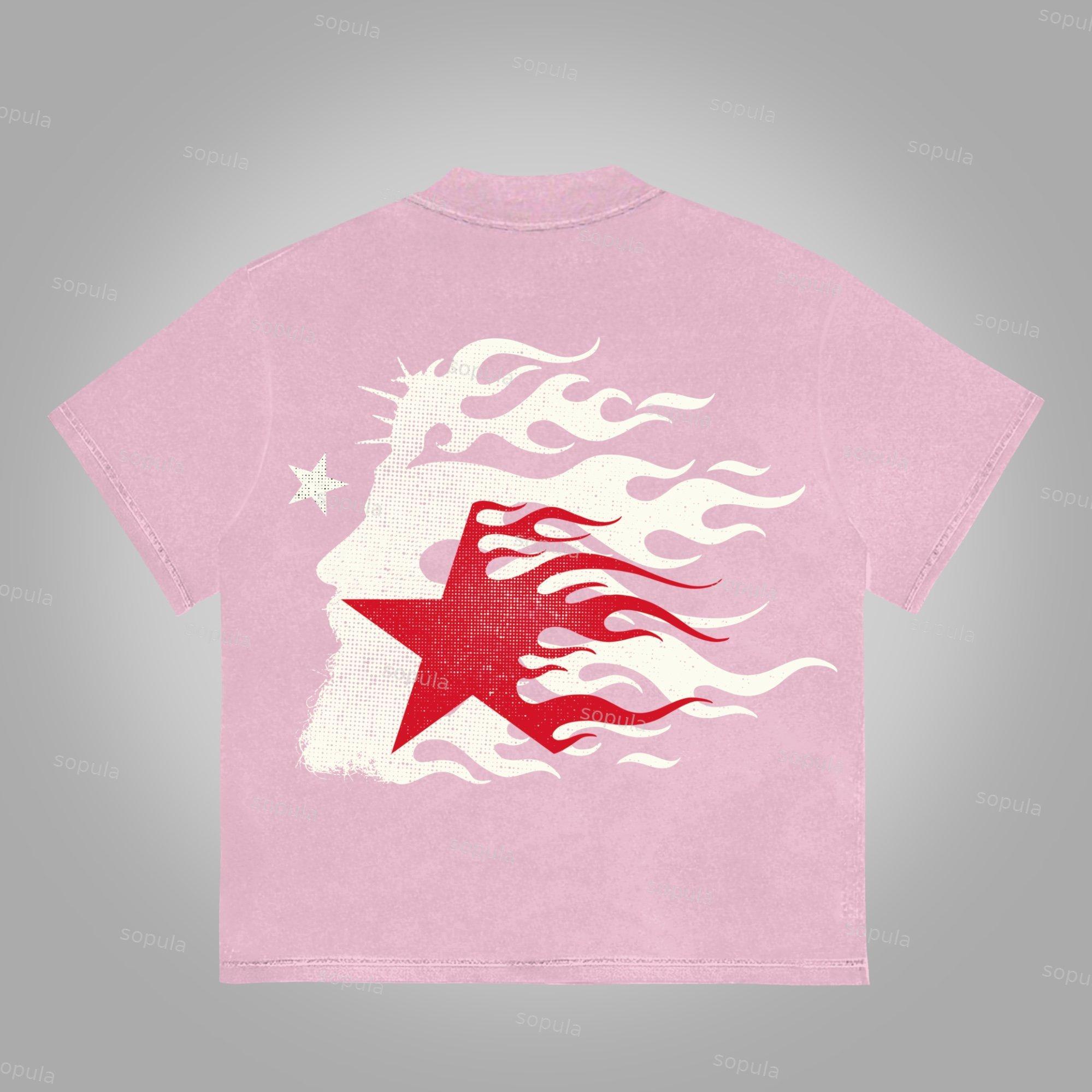 Jesus Flame Silhouette Network Vintage Graphic Cotton T-Shirt Product Image