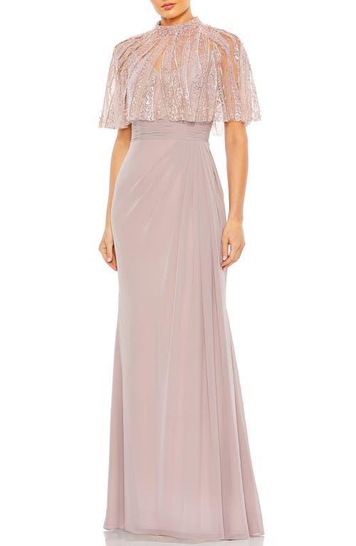 Womens Embellished Butterfly-Sleeve Gown Product Image