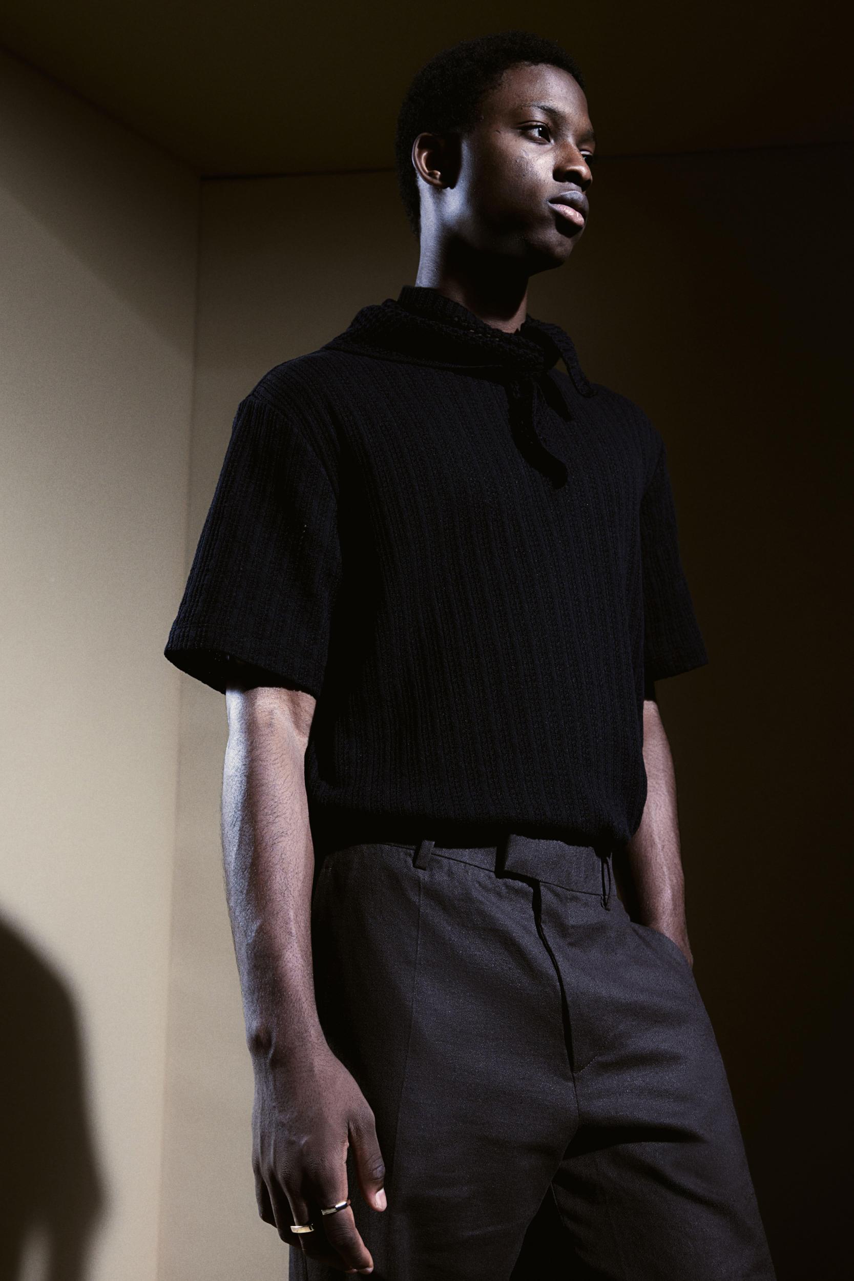 Regular Fit Crochet-Look T-Shirt Product Image