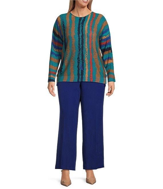 Investments Plus Sketchy Stripe Long Sleeve Boat Neck Pullover Sweater Product Image