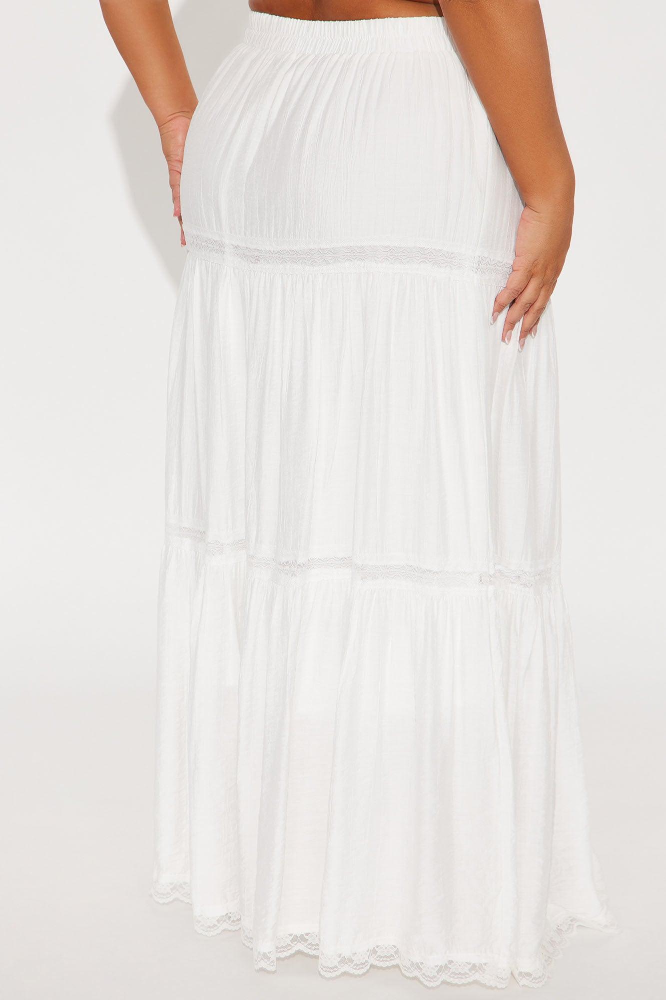 Natalia Tiered Gauze Maxi Skirt - White Product Image