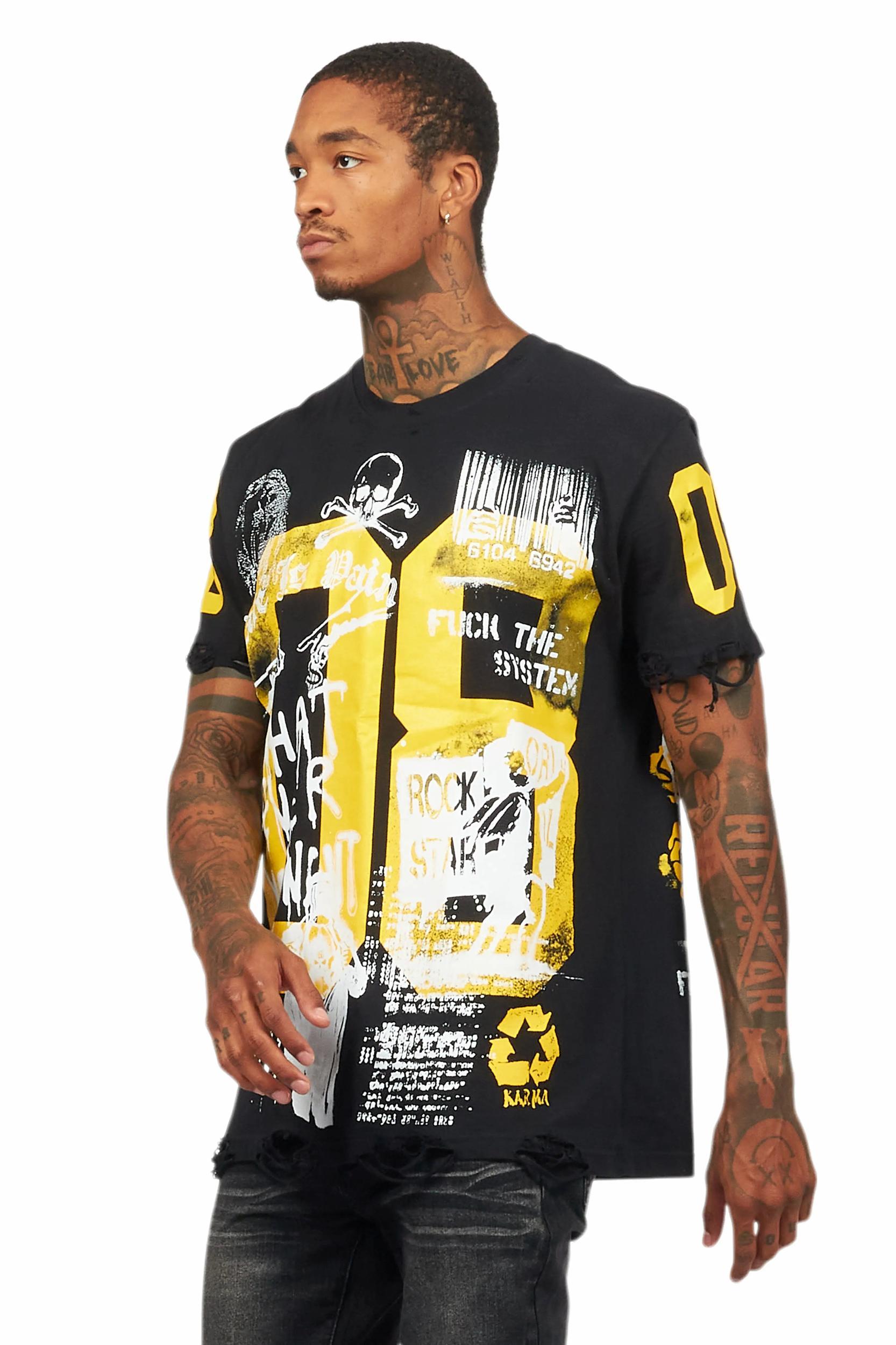 Kammile Black/Yellow Oversized T-Shirt Female Product Image