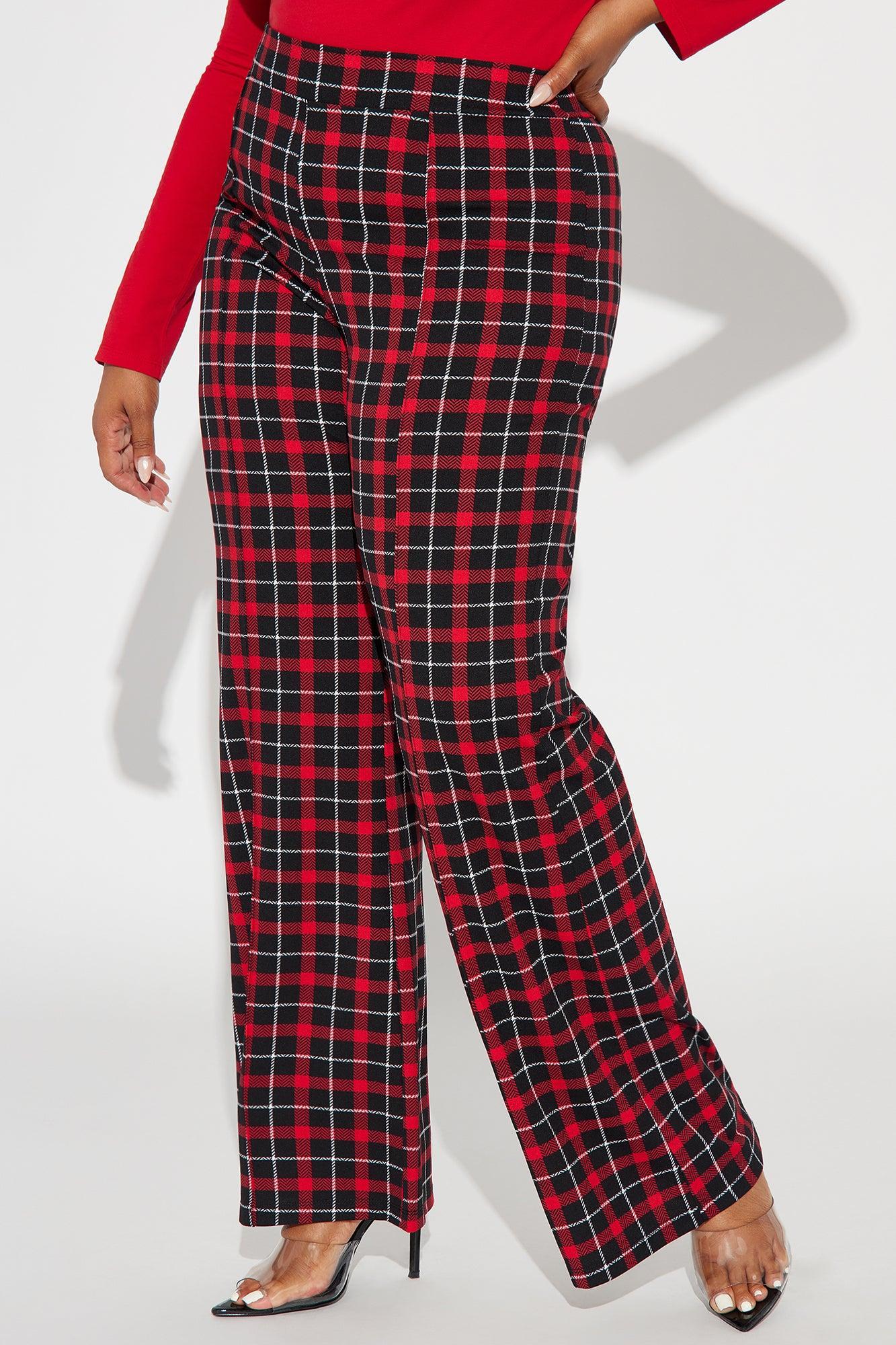 Victoria High Waisted Dress Pant - Red/Black Product Image