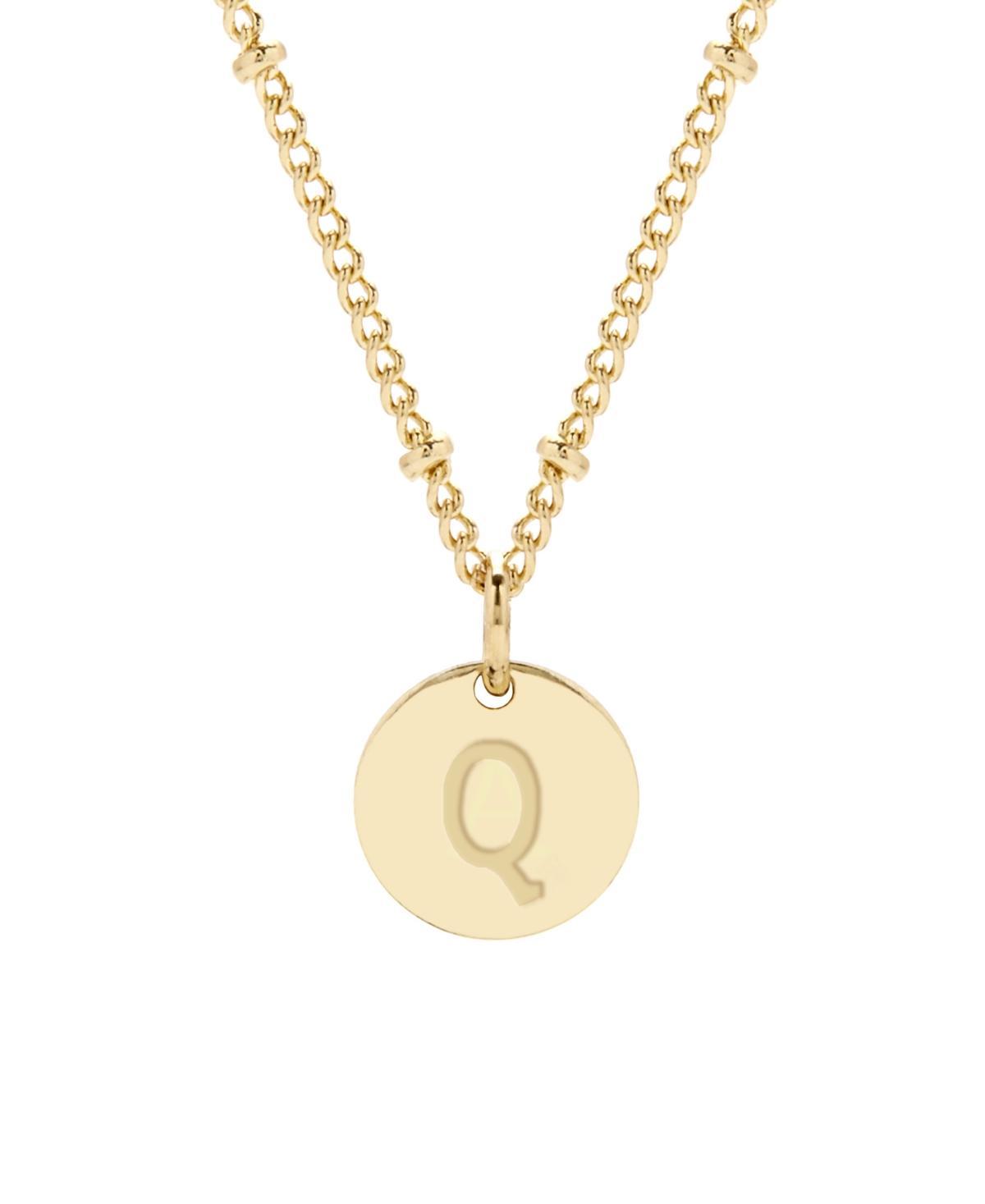 Adornia 14k Gold Plated Cubic Zirconia Engraved Letter Disc Pendant Necklace, Women's, Size: 18", Gold Tone T Product Image