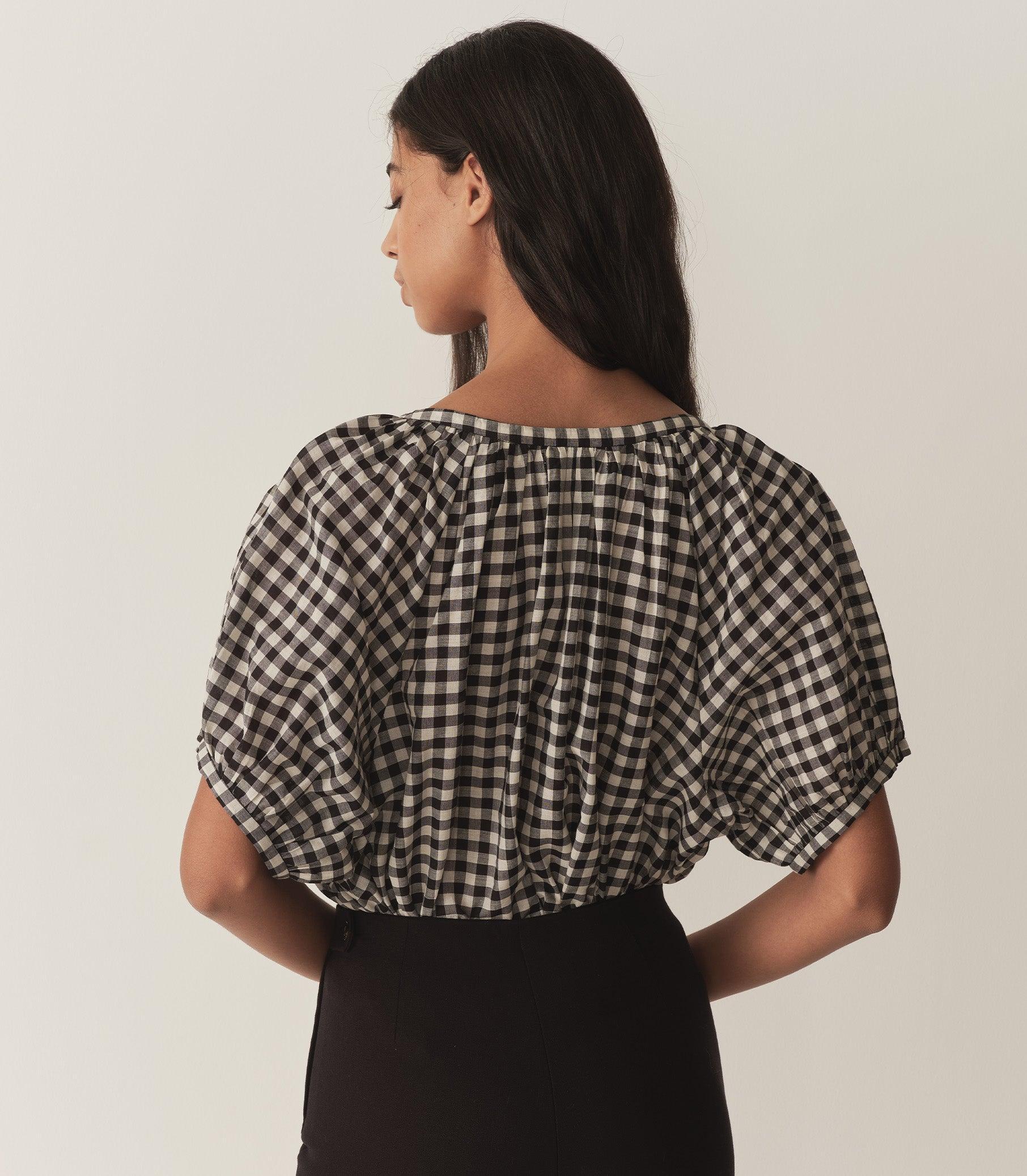JUNE TOP -- NOIR GRETA GINGHAM Product Image