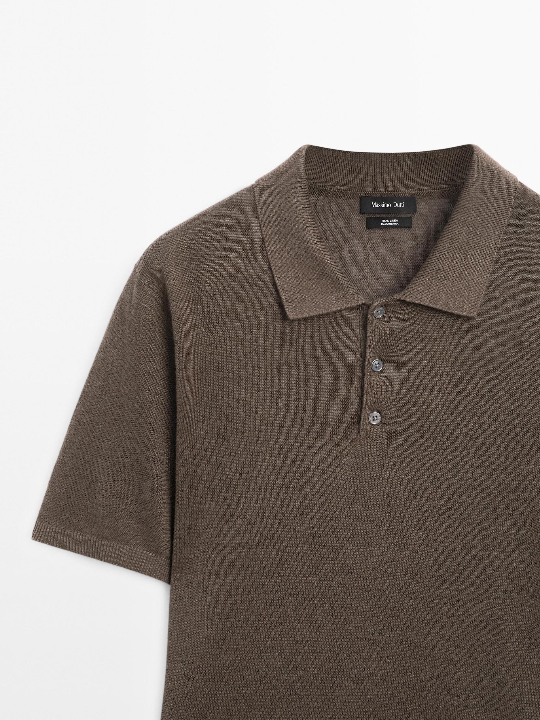 Short sleeve linen polo sweater Product Image