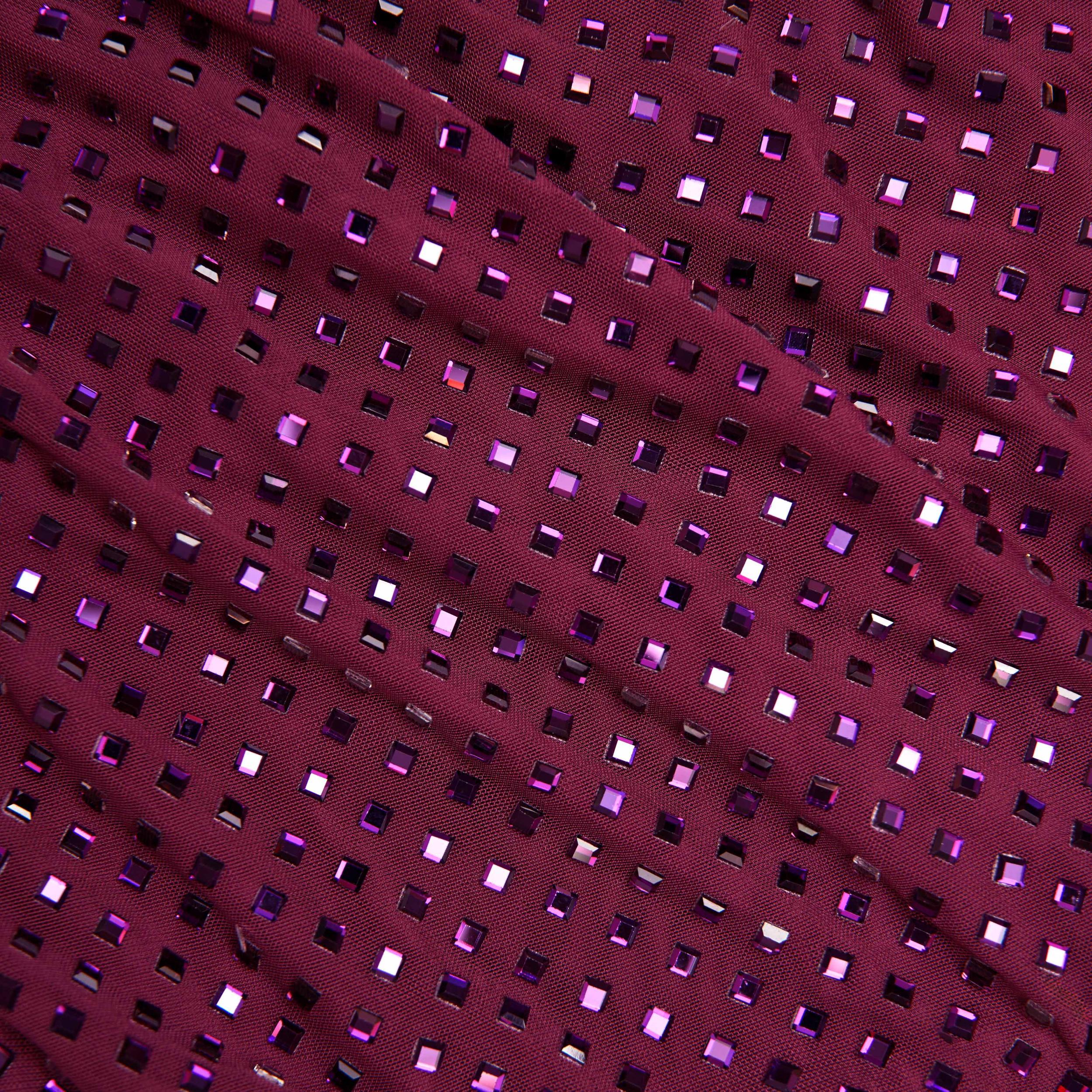 Burgundy Rhinestone Keyhole Maxi Dress Product Image