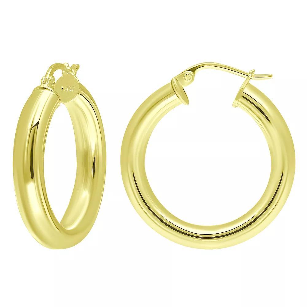 Aleure Precioso Sterling Silver Tube Hoop Earrings, Women's, Size: 20 mm Product Image