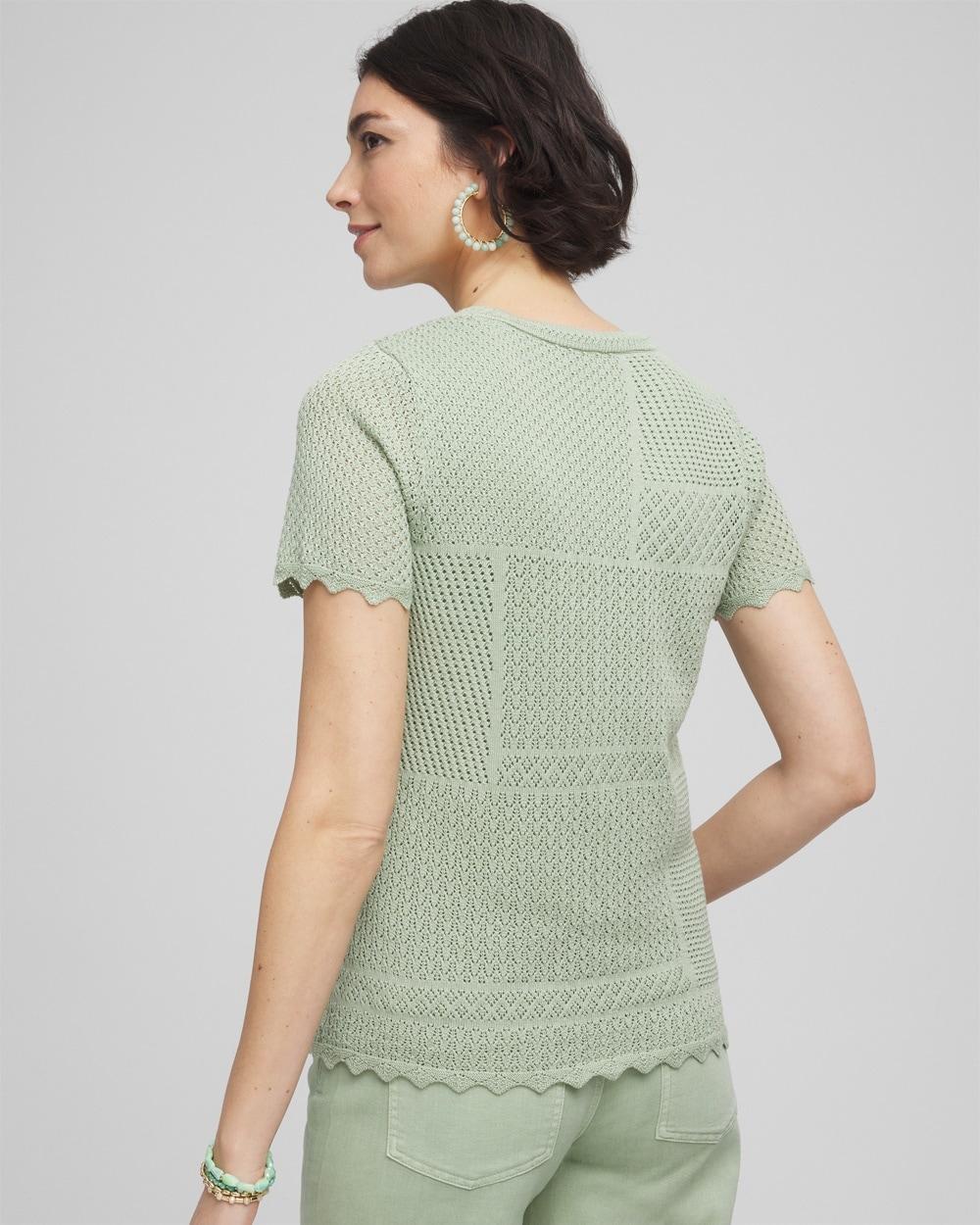 Pointelle Crewneck Sweater Tee Product Image