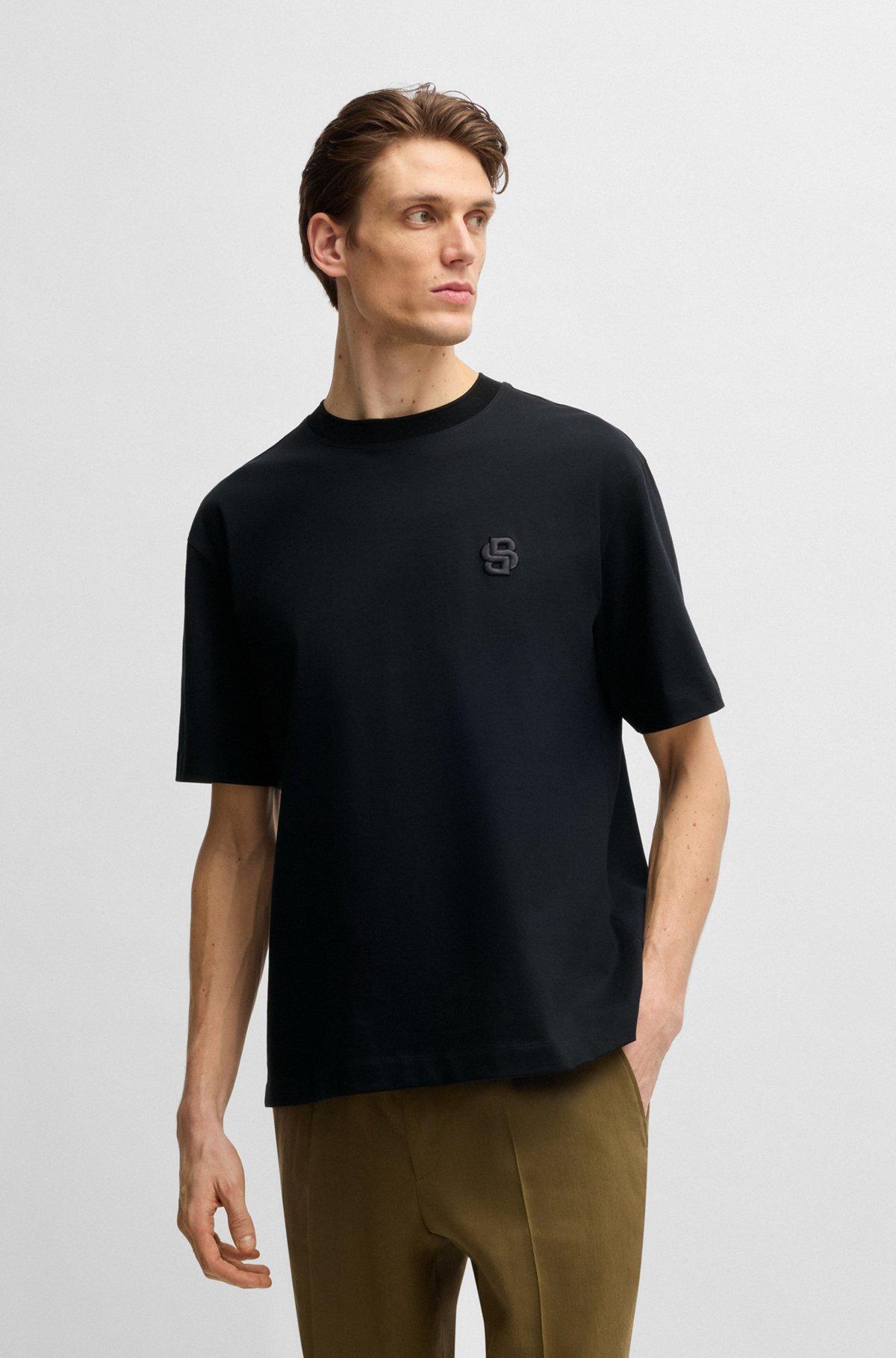 BOSS SELECTED BY SHOHEI OHTANI Mercerized-cotton T-shirt with Double B monogram Product Image