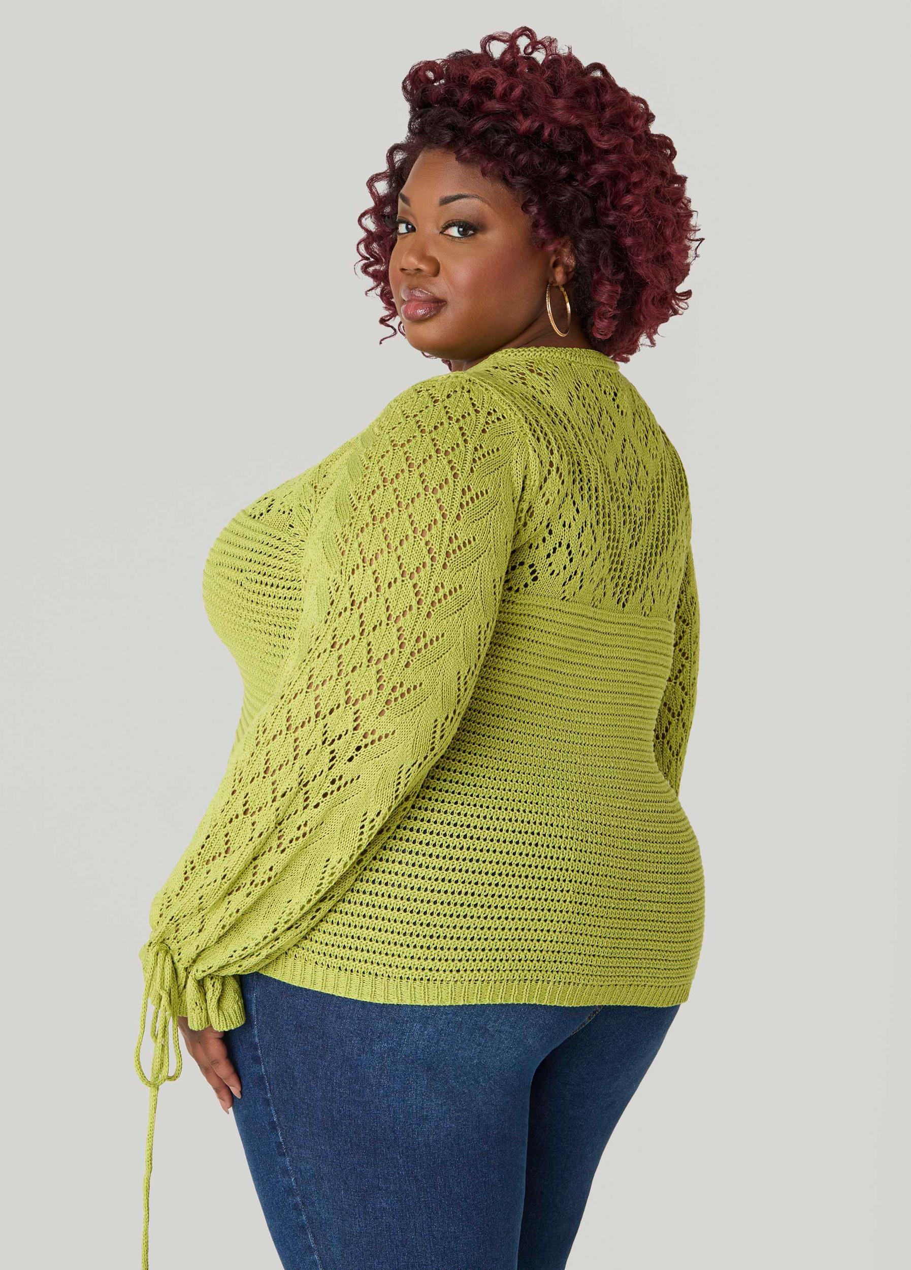 Drawstring Crochet Sweater Product Image