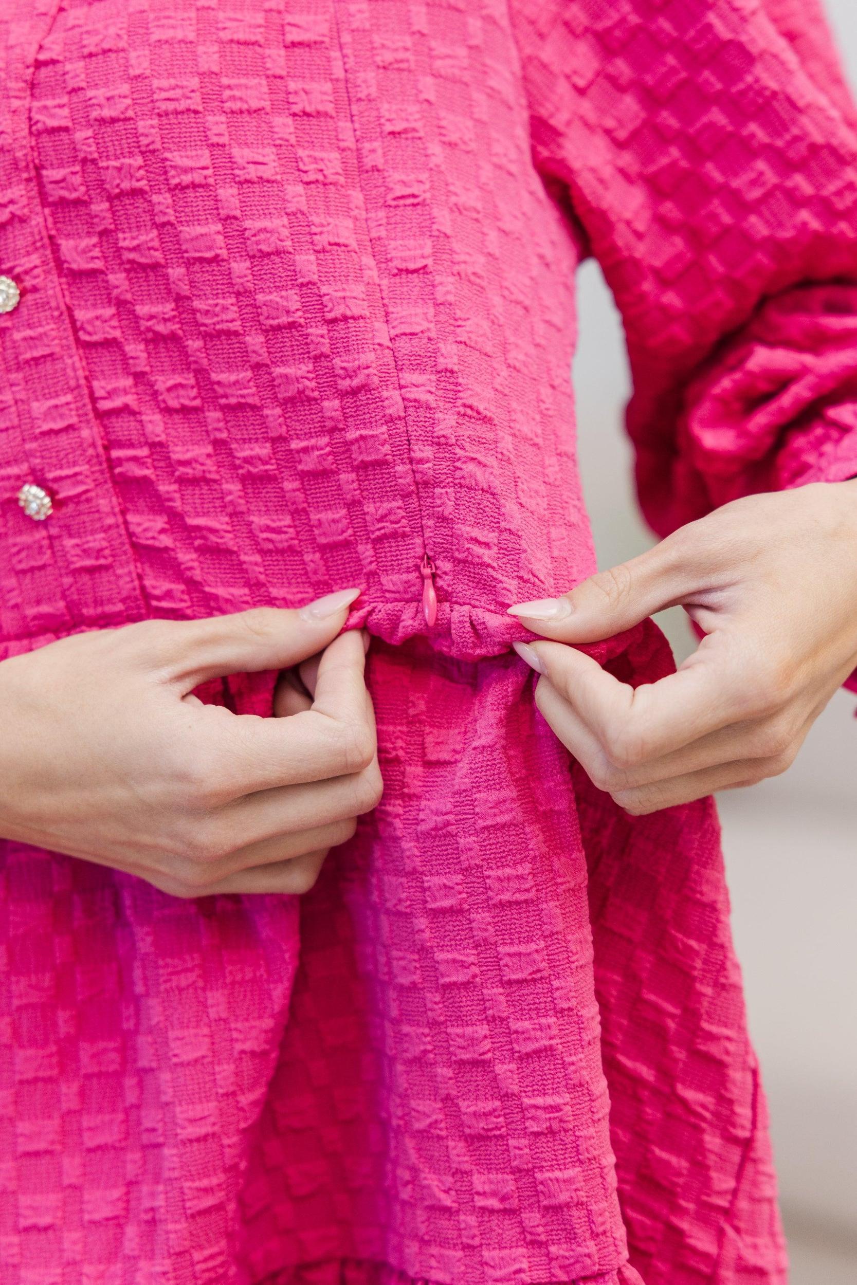 NURSING COLLECTION: All Up To You Fuchsia Pink Textured Dress Female Product Image