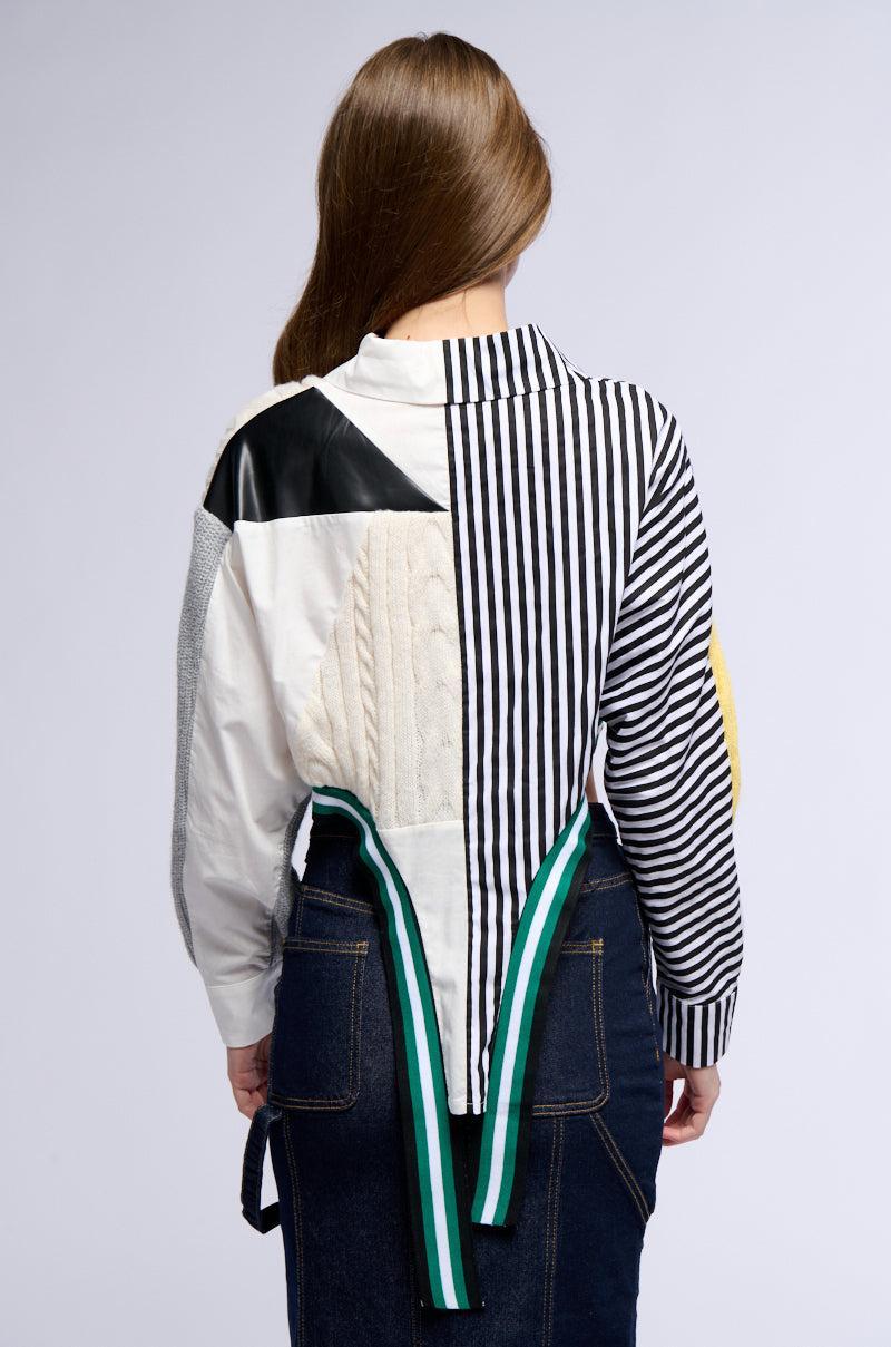 NEVER SEE YOU AGAIN BUTTON DOWN COLOR BLOCK SHIRT Product Image