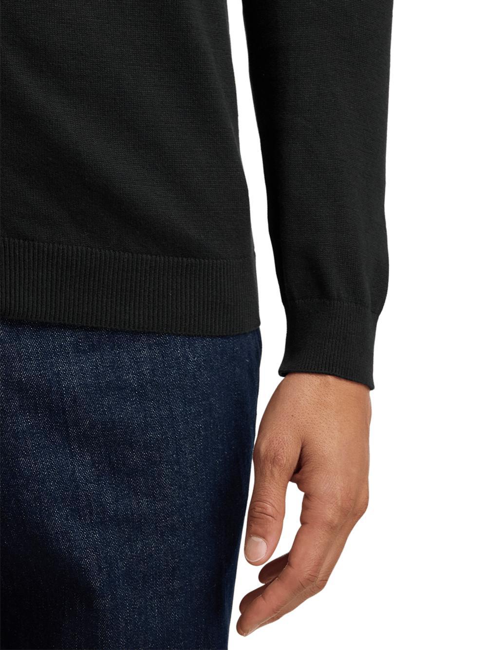Cotton Full Zip Polo - Black Product Image