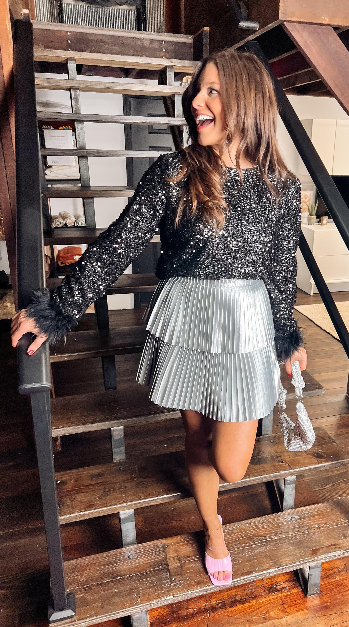 Holiday Party Pleated Mini Skirt Product Image