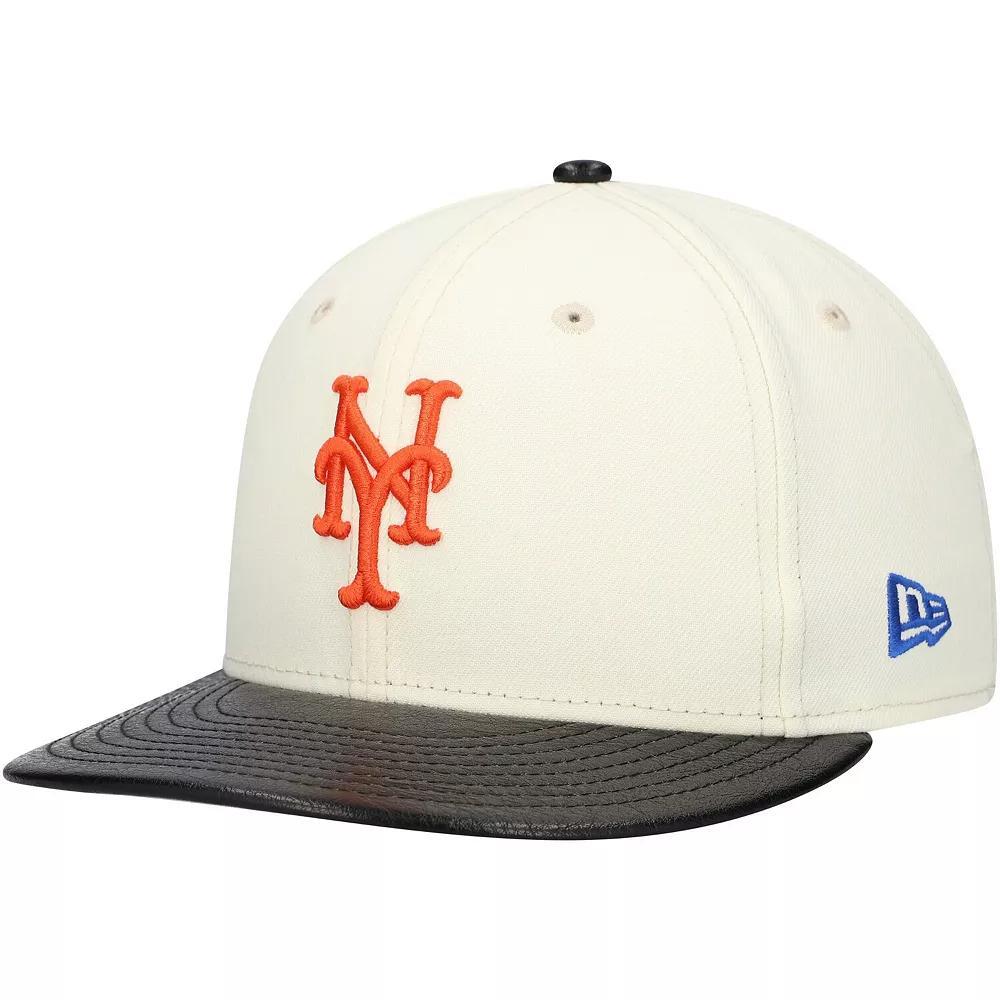 Men's New Era Cream New York Mets Game Night Leather Visor 59FIFTY Fitted Hat, Size: 7 5/8, Beige Product Image