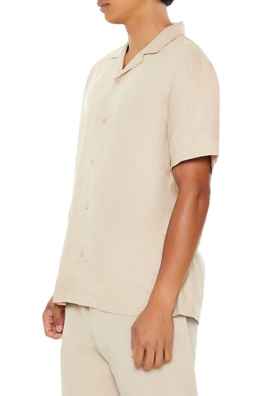 Linen-Blend Cuban-Collar Shirt | Forever 21 Product Image