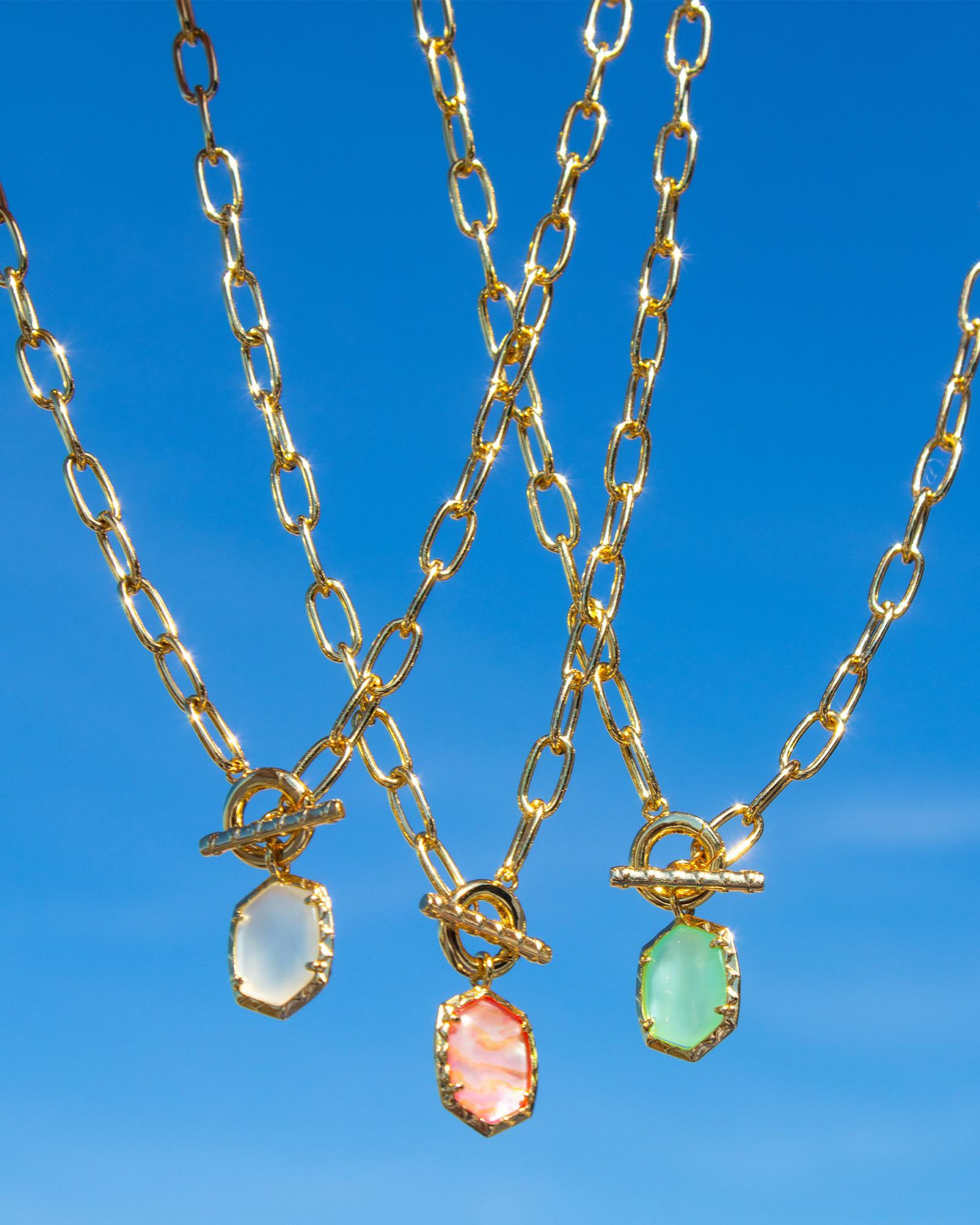 Daphne Convertible Gold Link and Chain Necklace in Ivory Mother-of-Pearl Product Image