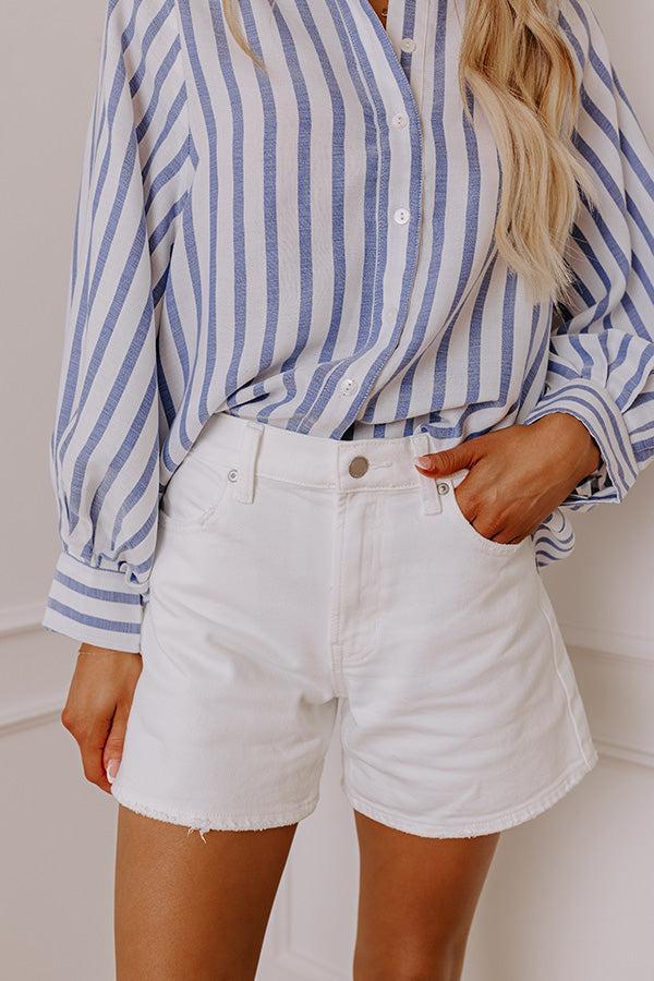 JUST USA Joy High Waist Shorts in White Product Image