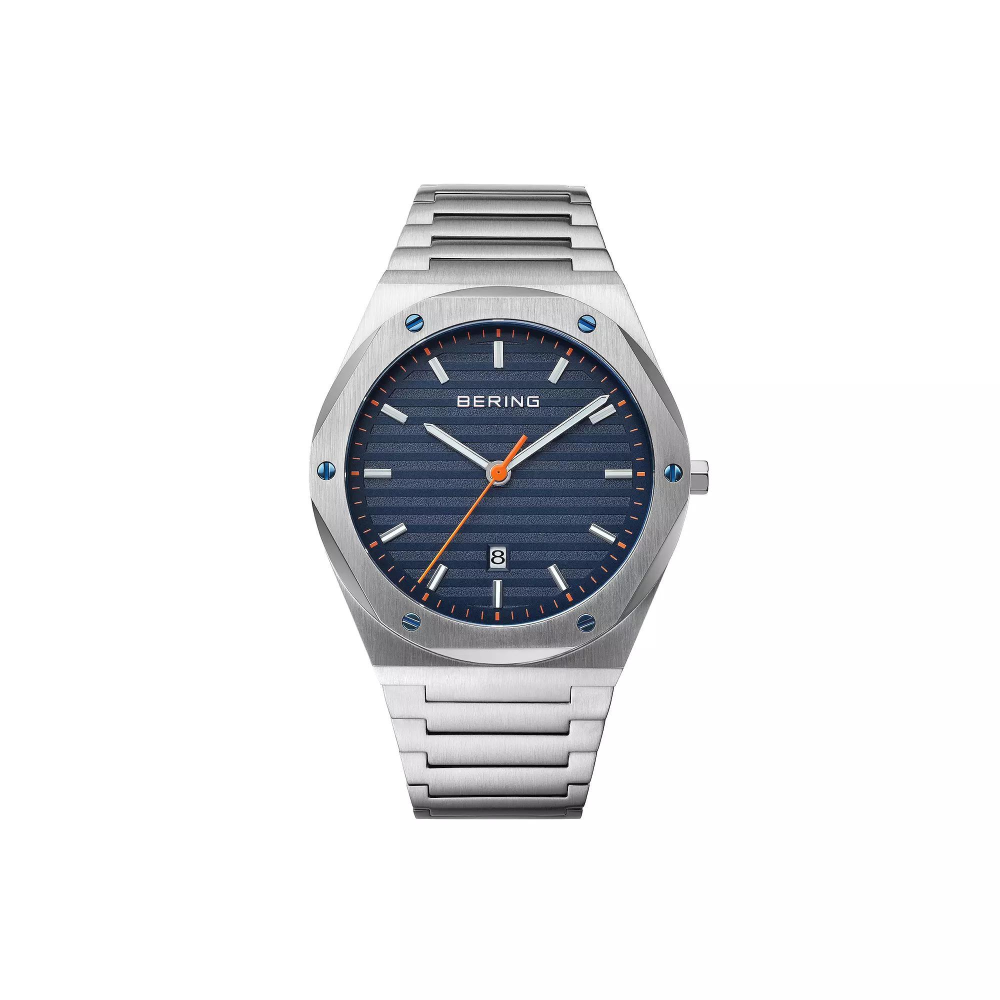 BERING Men's Classic Stainless Steel Bracelet Watch, Size: Large, Blue Product Image