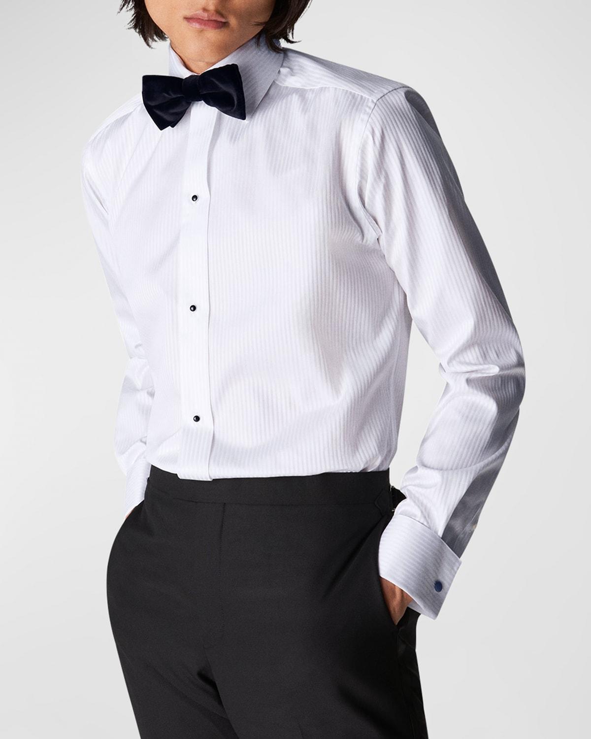 Contemporary-Fit Tonal Satin Striped Formal Shirt Product Image