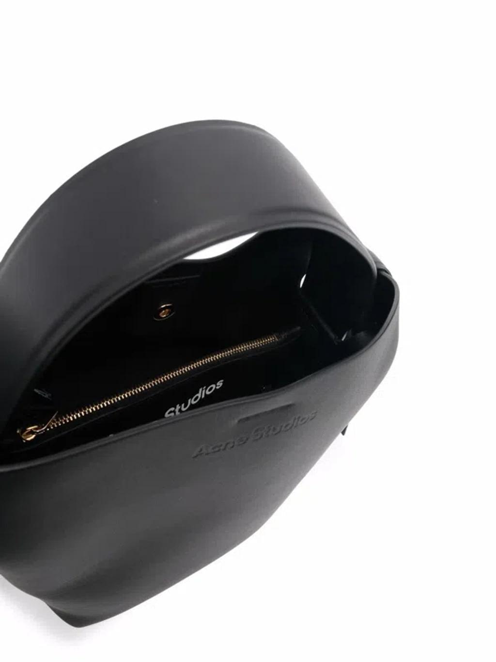 ACNE STUDIOS Luxurious Black Leather Top-handle Shoulder Bag For Women In Multicolor Product Image