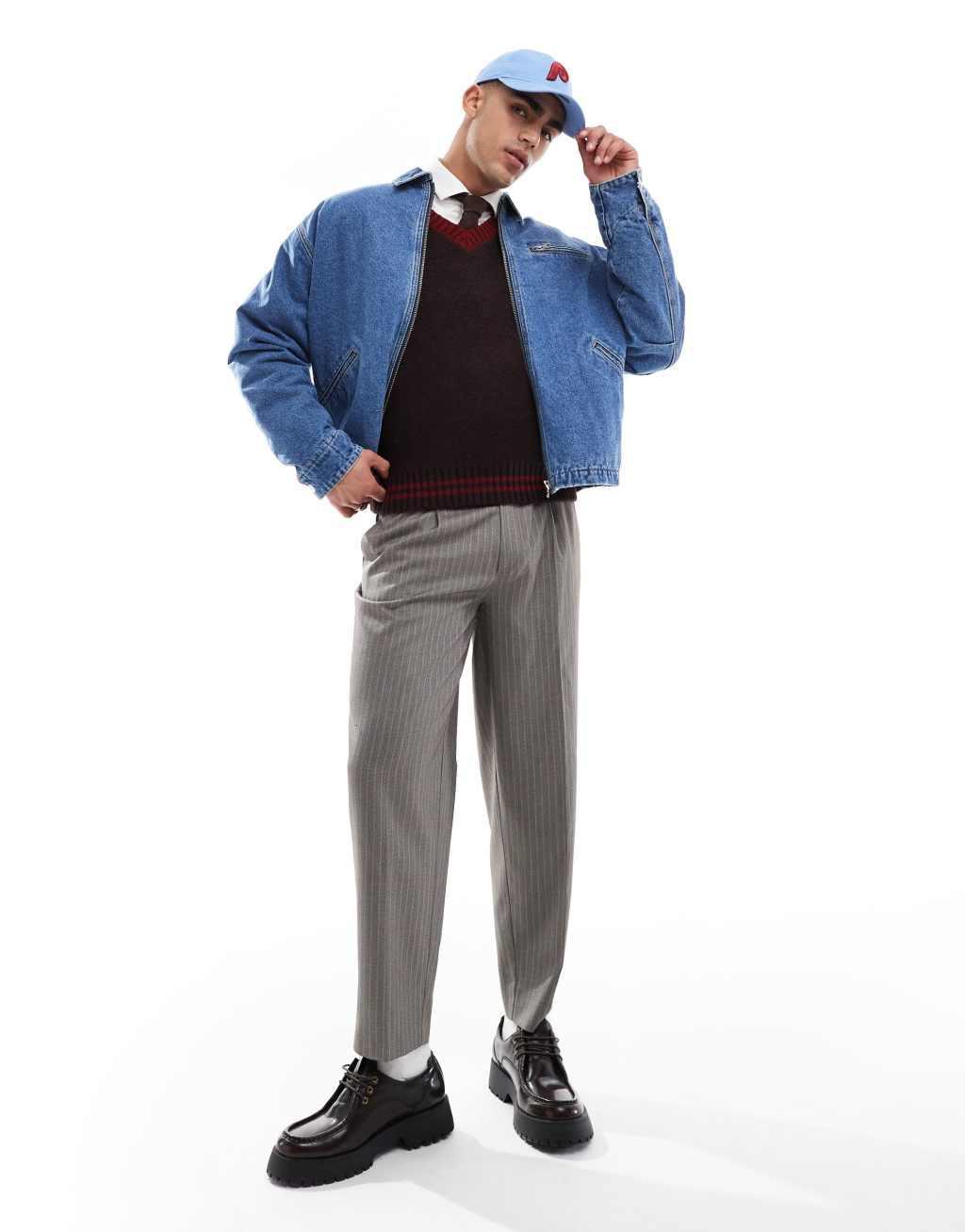 Cotton On v neck knit in brown and red Product Image