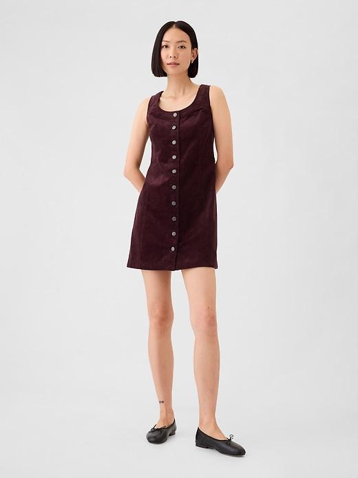 Corduroy Button Mini Dress Product Image