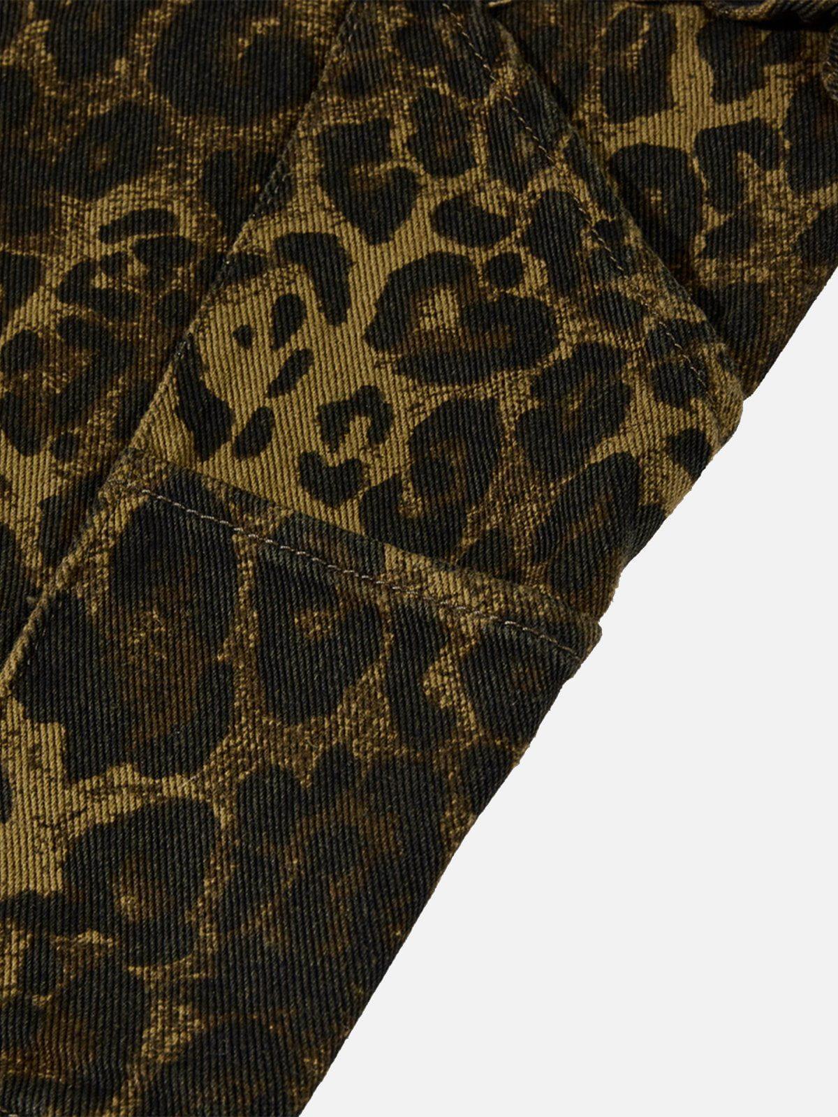 Aelfric Eden Leopard Print Patchwork Jeans Product Image