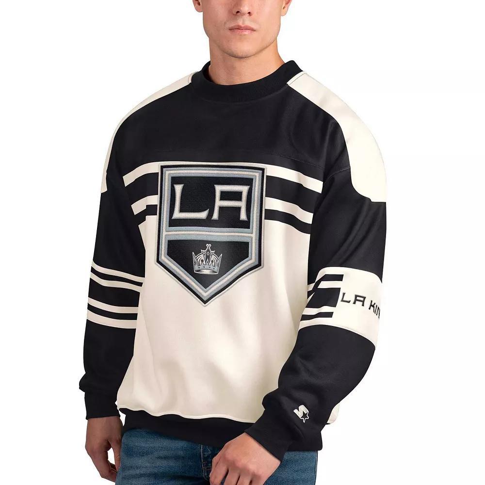 Men's Starter White Los Angeles Kings Defense Fleece Crewneck Pullover Sweatshirt, Size: 2XL, Kgs White Product Image