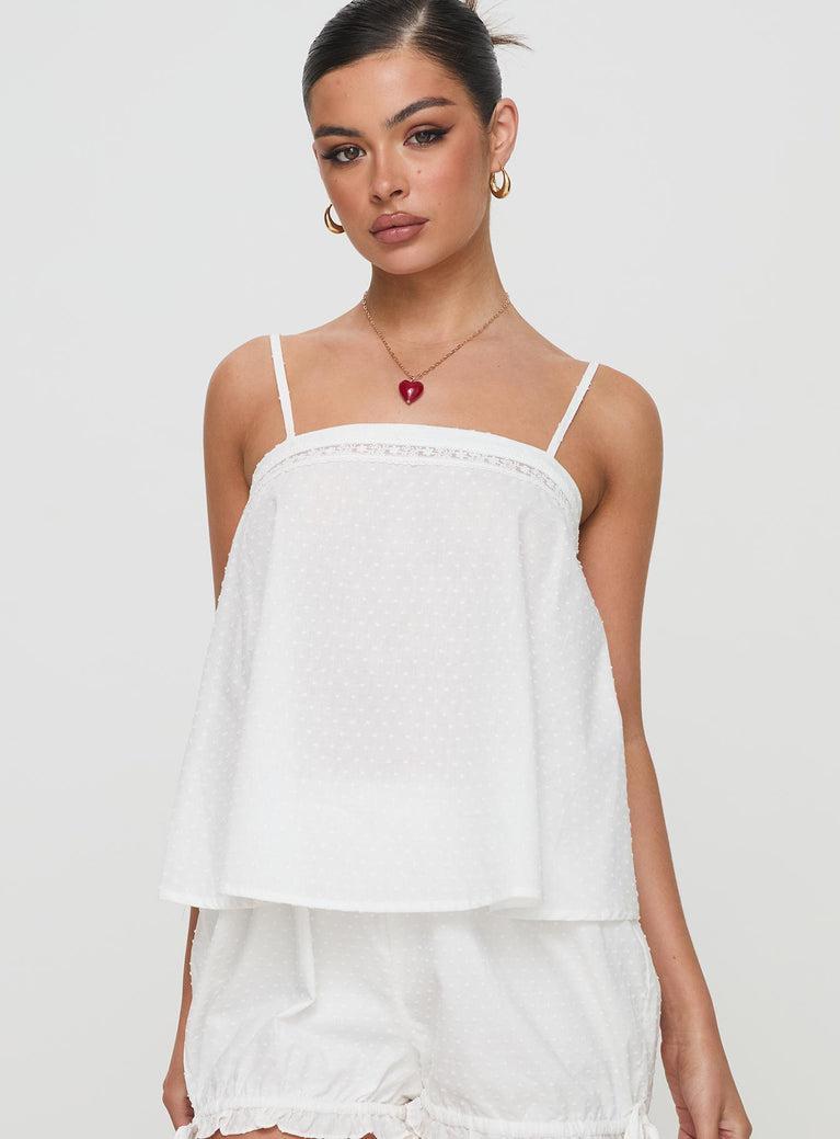 Invisible String Lace Sleep Top White Product Image