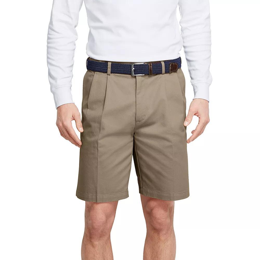 Big & Tall Lands' End Comfort Waist 9-inch No-Iron Pleated Chino Shorts, Men's, Size: 46, Black Product Image