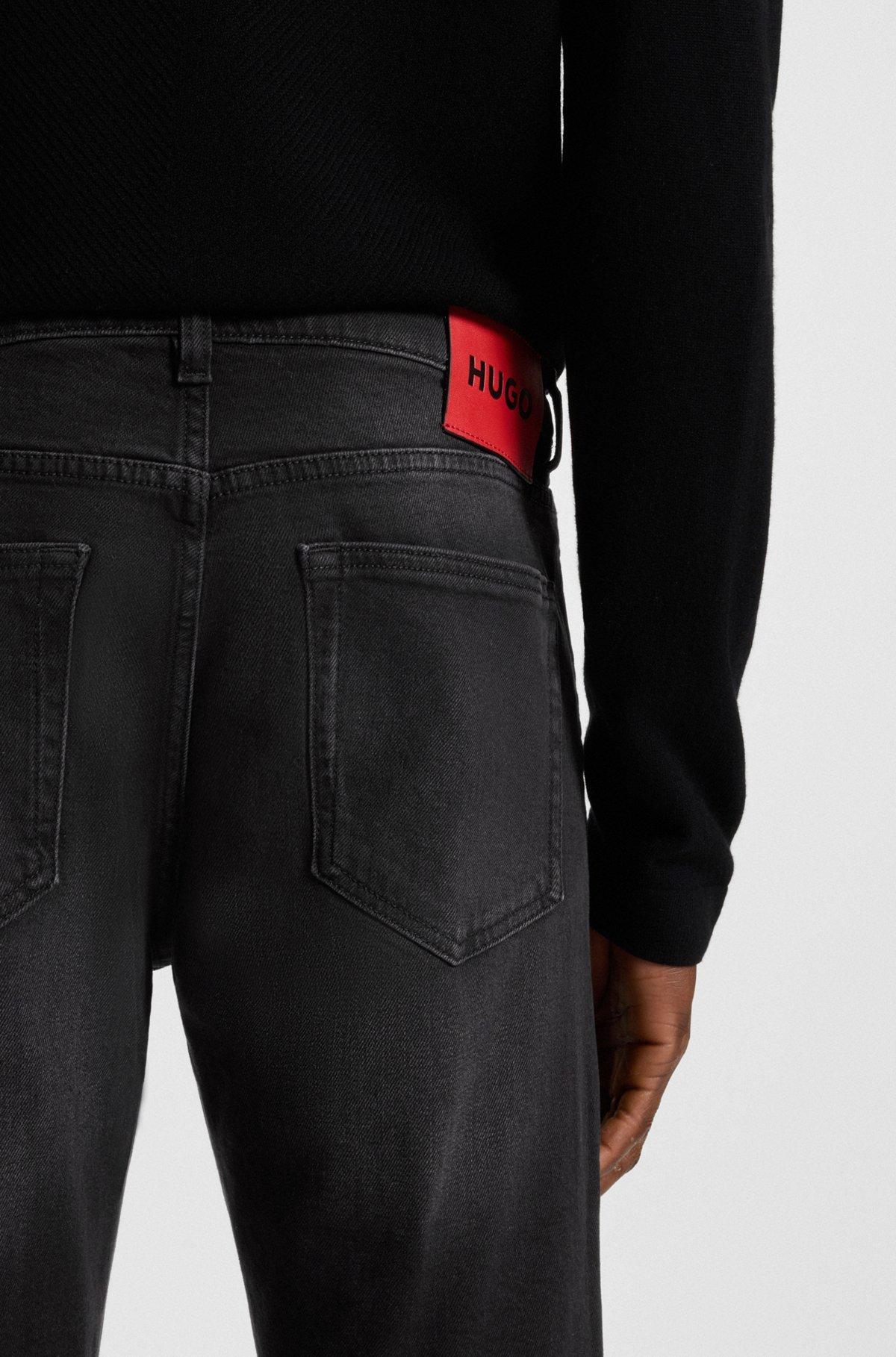 HUGO - Extra-slim-fit black jeans in stretch denim - Black Product Image