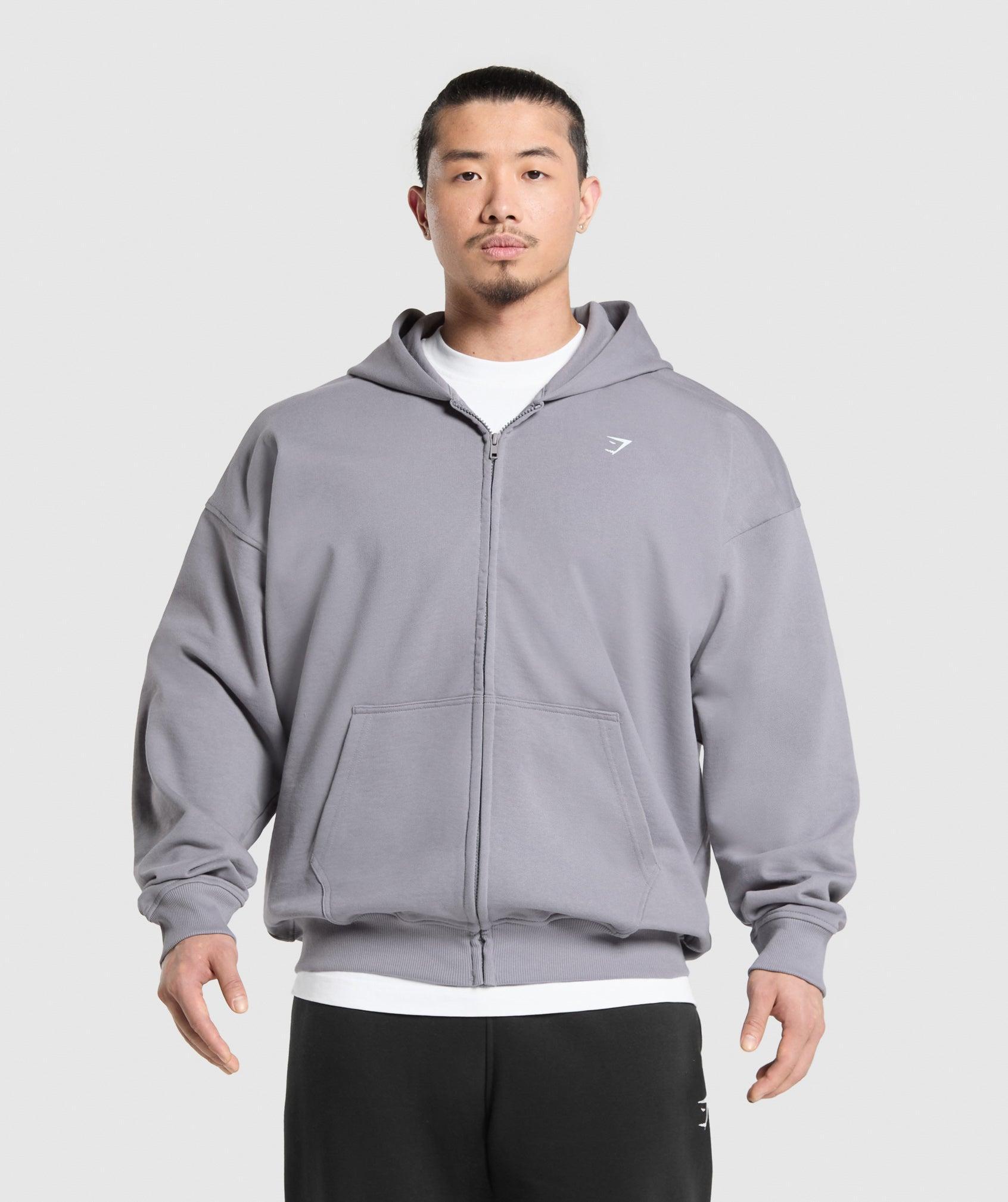 Gymshark Atlas Zip Up Hoodie - Medium Grey Male Product Image